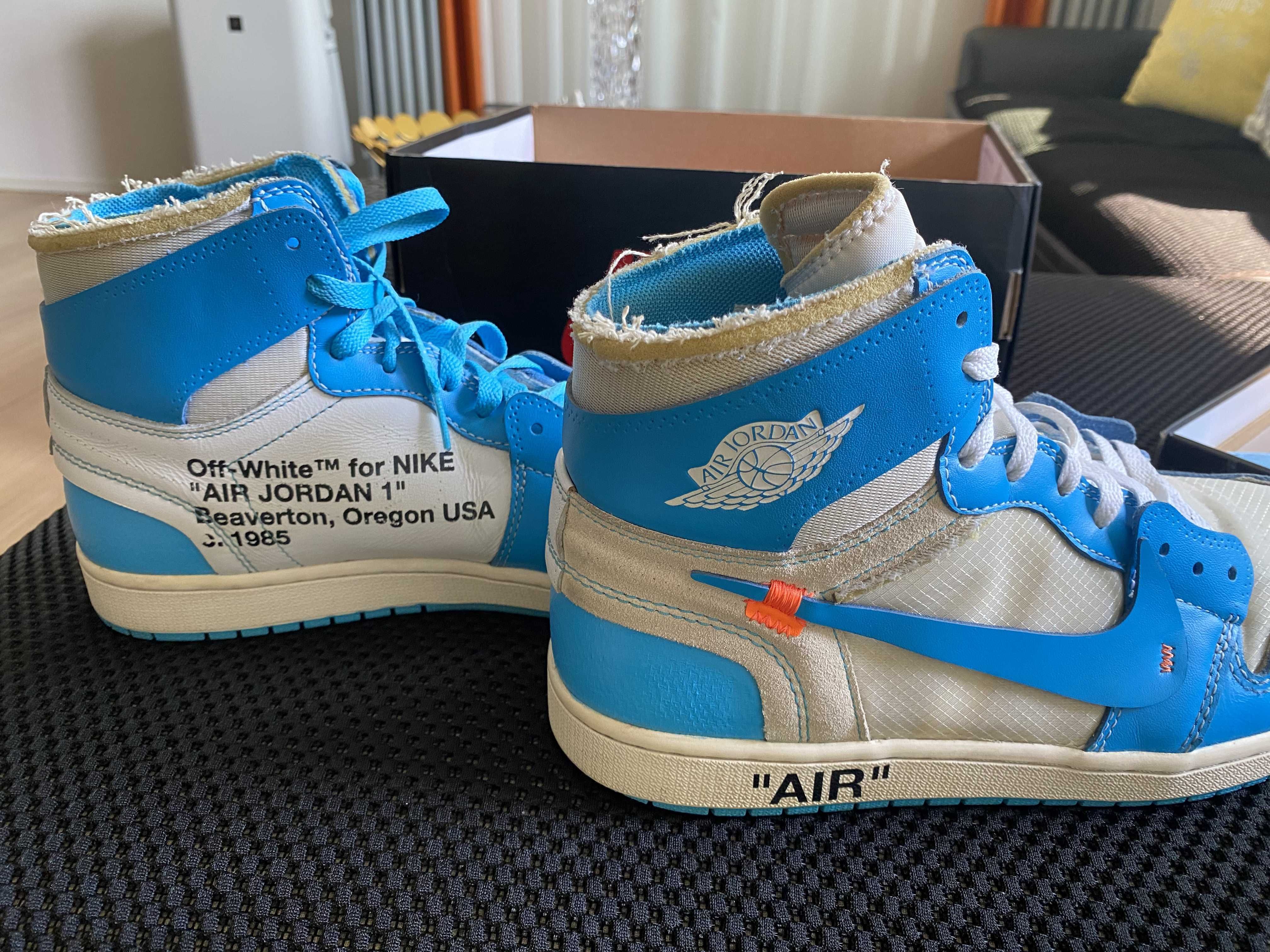 Off-White × Nike Air Jordan 1 High UNC "White/Dark Powder Blue"