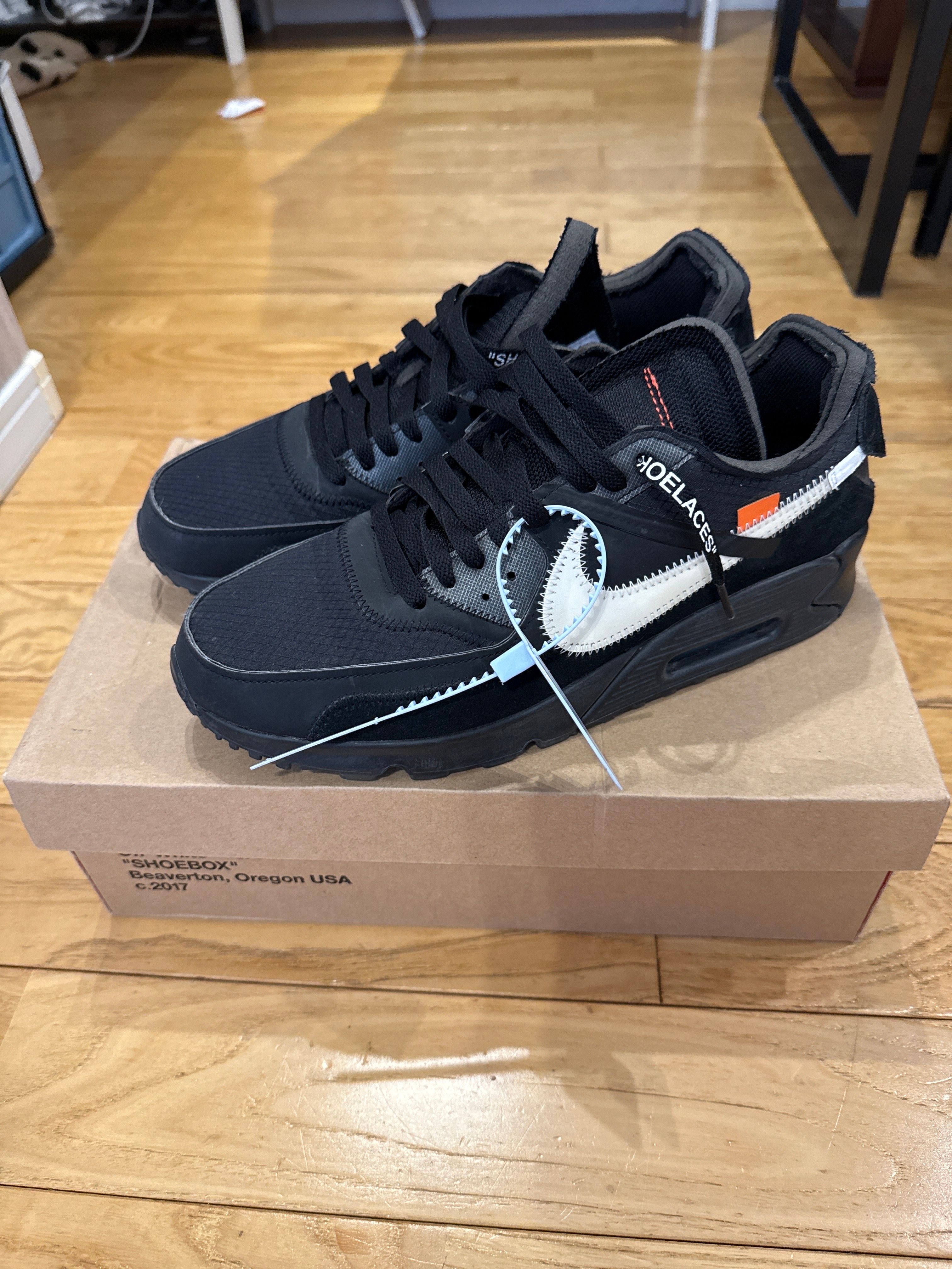Off-White × Nike Air Max 90 "Black/Black-Cone-White"