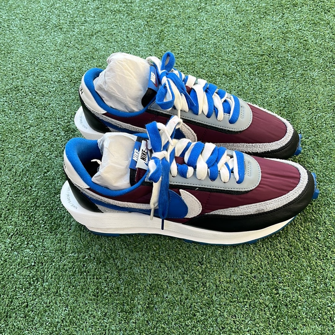 UNDERCOVER × sacai × Nike LD Waffle "Night Maroon/Pale Ivory-Ground Grey-Team Royal"
