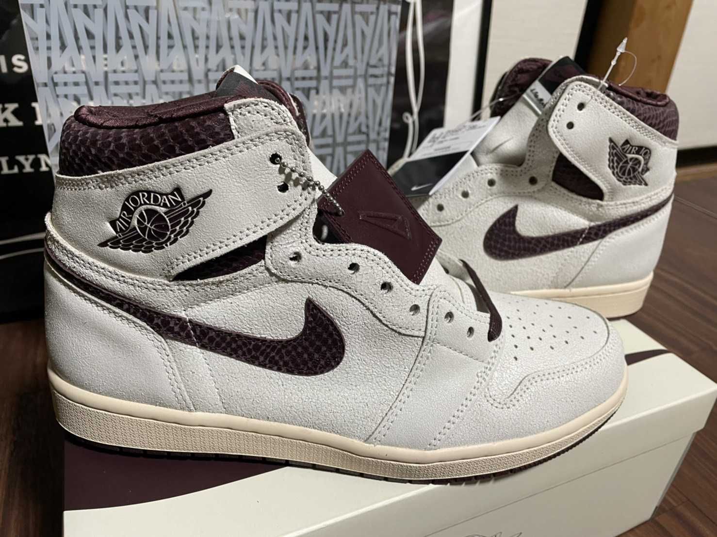 A Ma Maniere × Nike Air Jordan 1 Retro High OG "Sail and Burgundy"