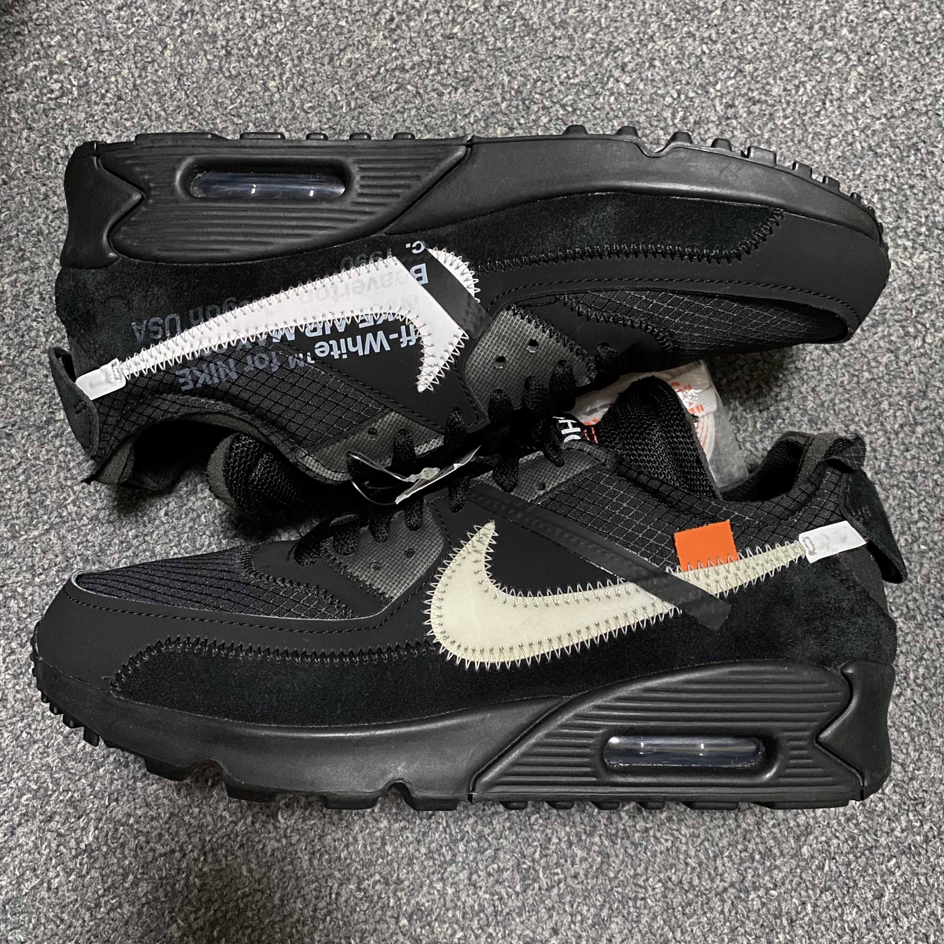 Off-White × Nike Air Max 90 "Black/Black-Cone-White"