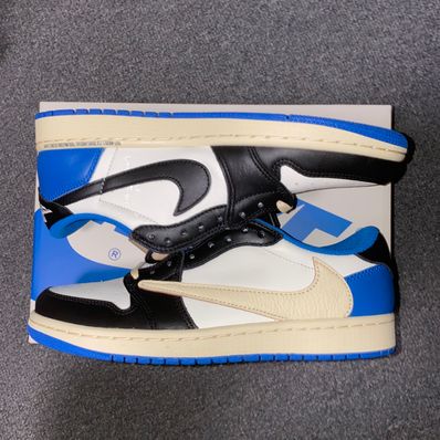 Travis Scott × fragment design × Nike Air Jordan 1 Low OG SP "Military Blue"
