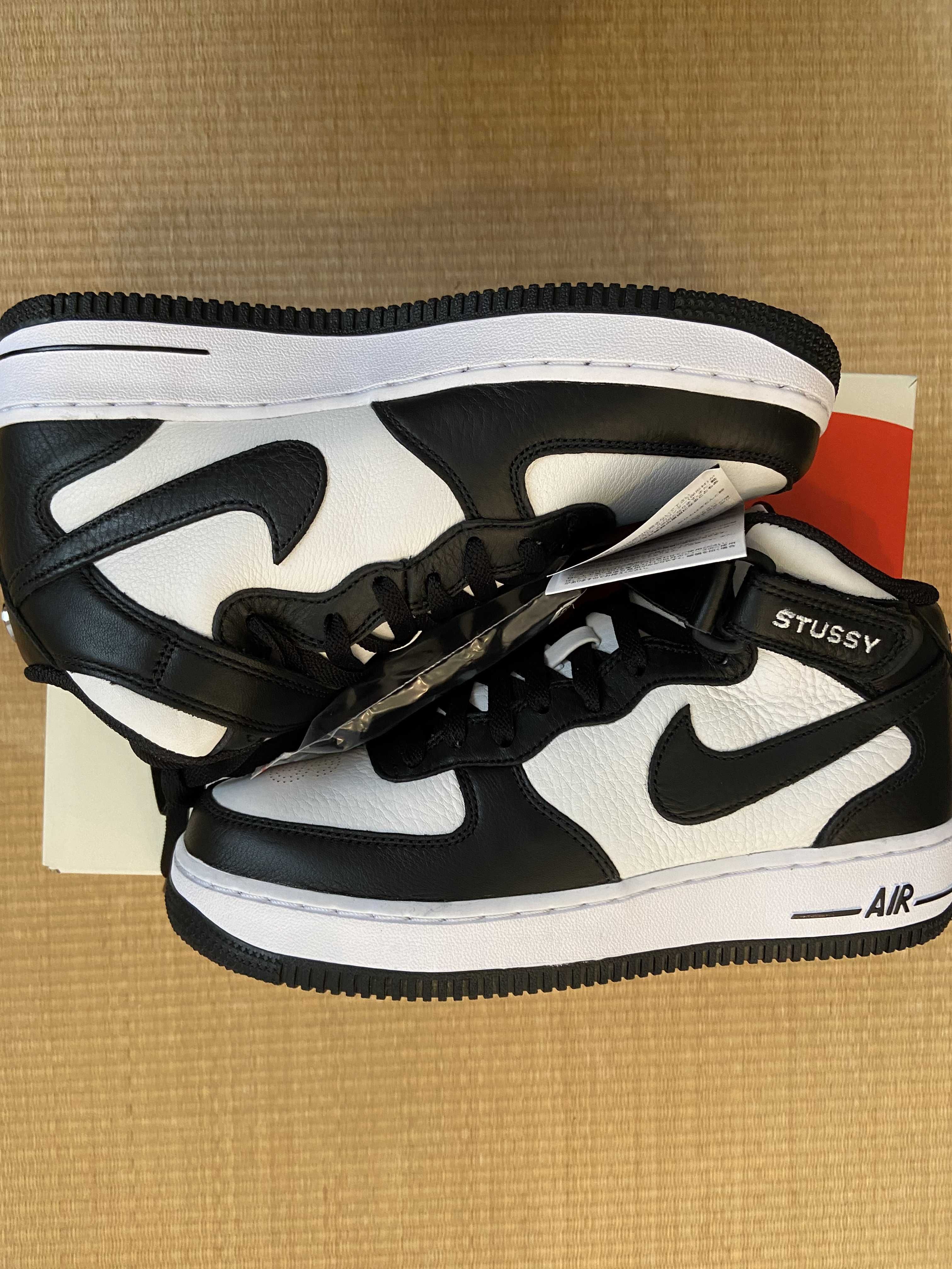 Stussy × Nike Air Force 1 Mid "Black and Light Bone"