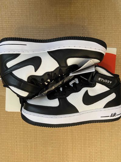 Stussy × Nike Air Force 1 Mid "Black and Light Bone"