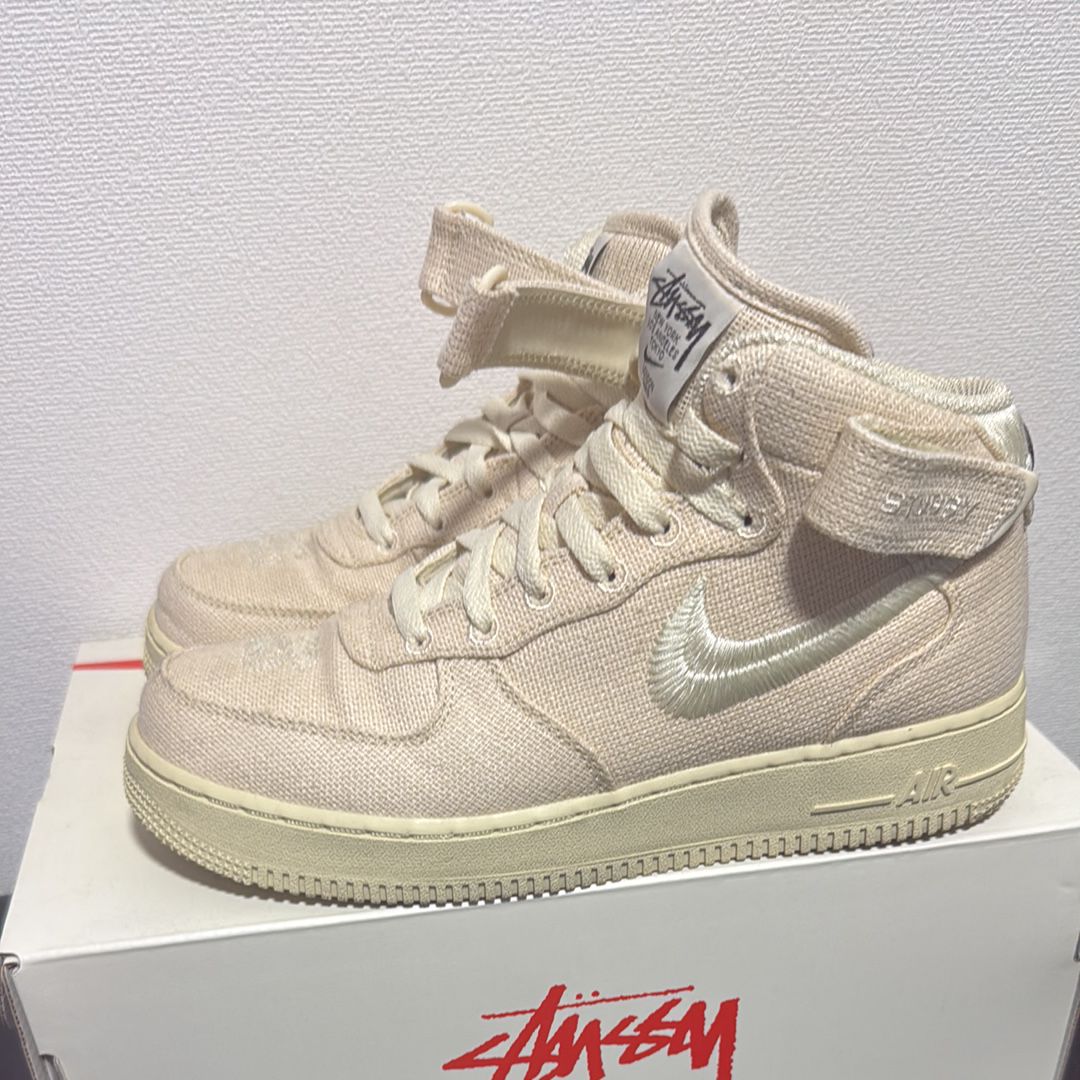 Stussy × Nike Air Force 1 Mid "Fossil Stone"