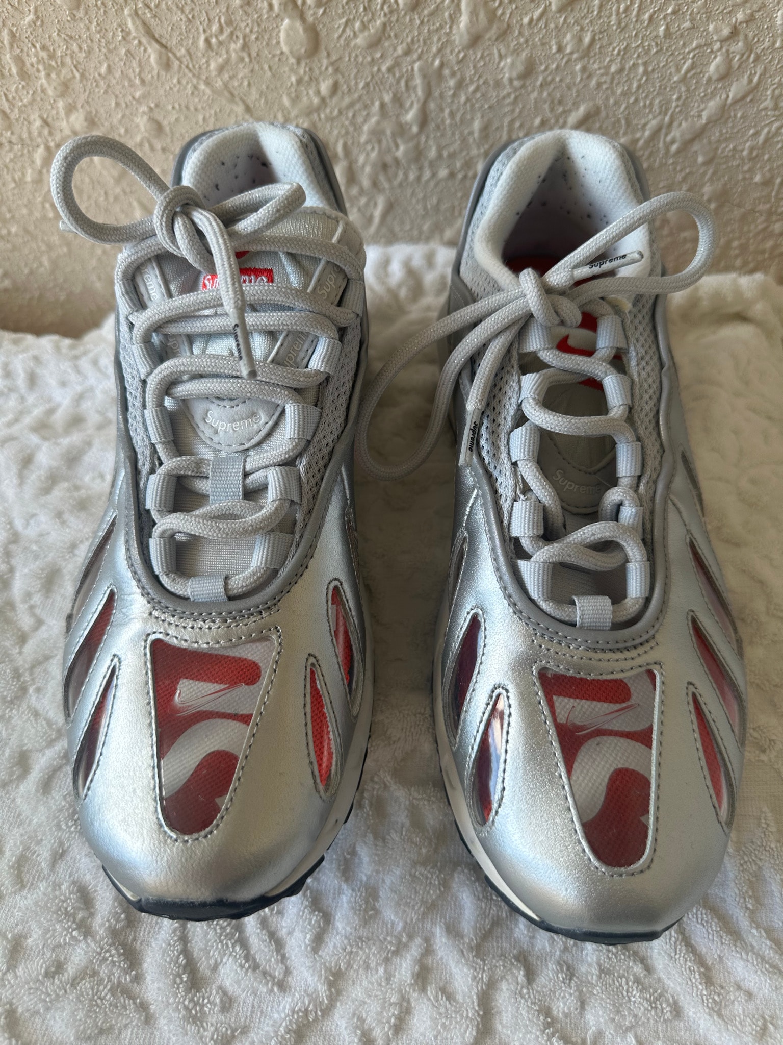 Supreme × Nike Air Max 96 "Metallic Silver/Speed Red/Clear"