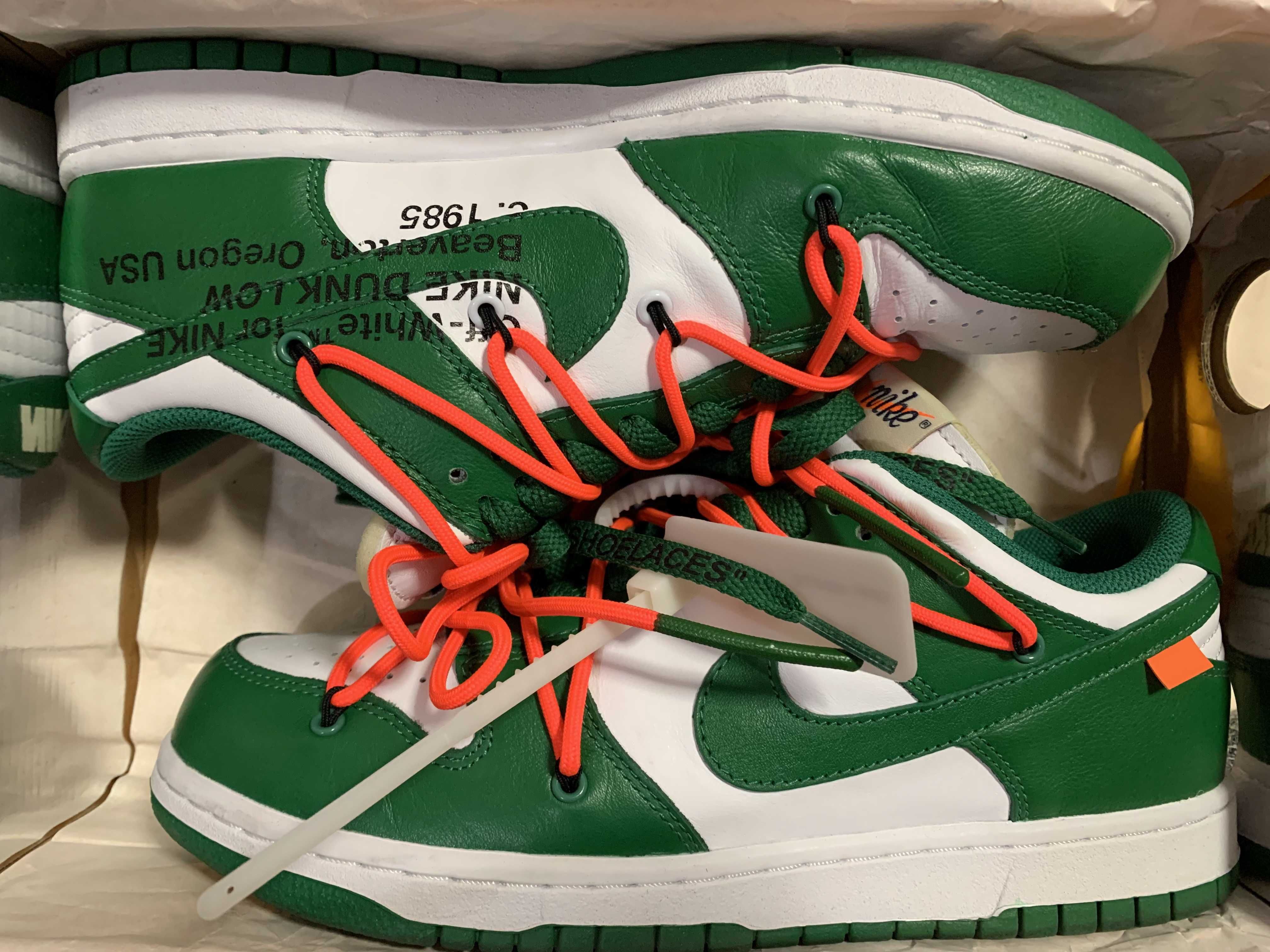 Off-White × Nike Dunk Low "White/Pine Green"