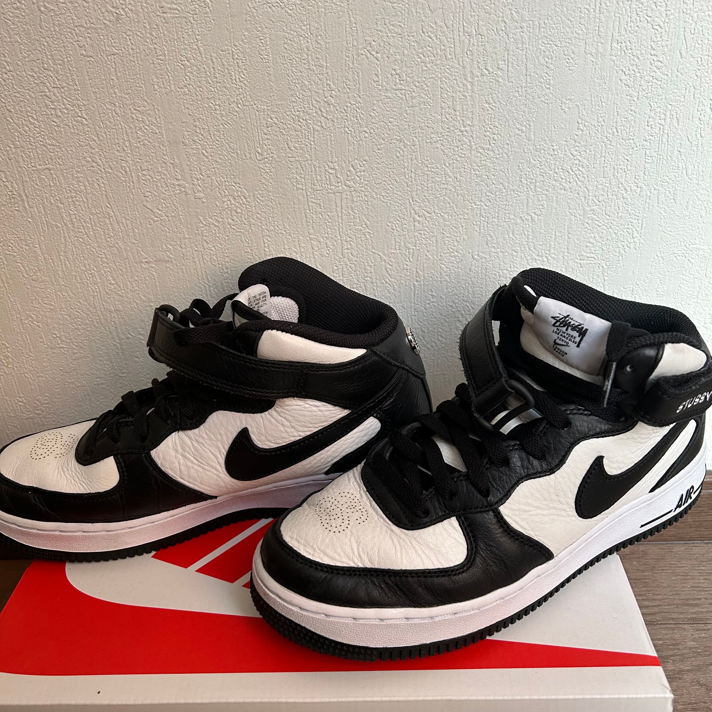 Stussy × Nike Air Force 1 Mid "Black and Light Bone"