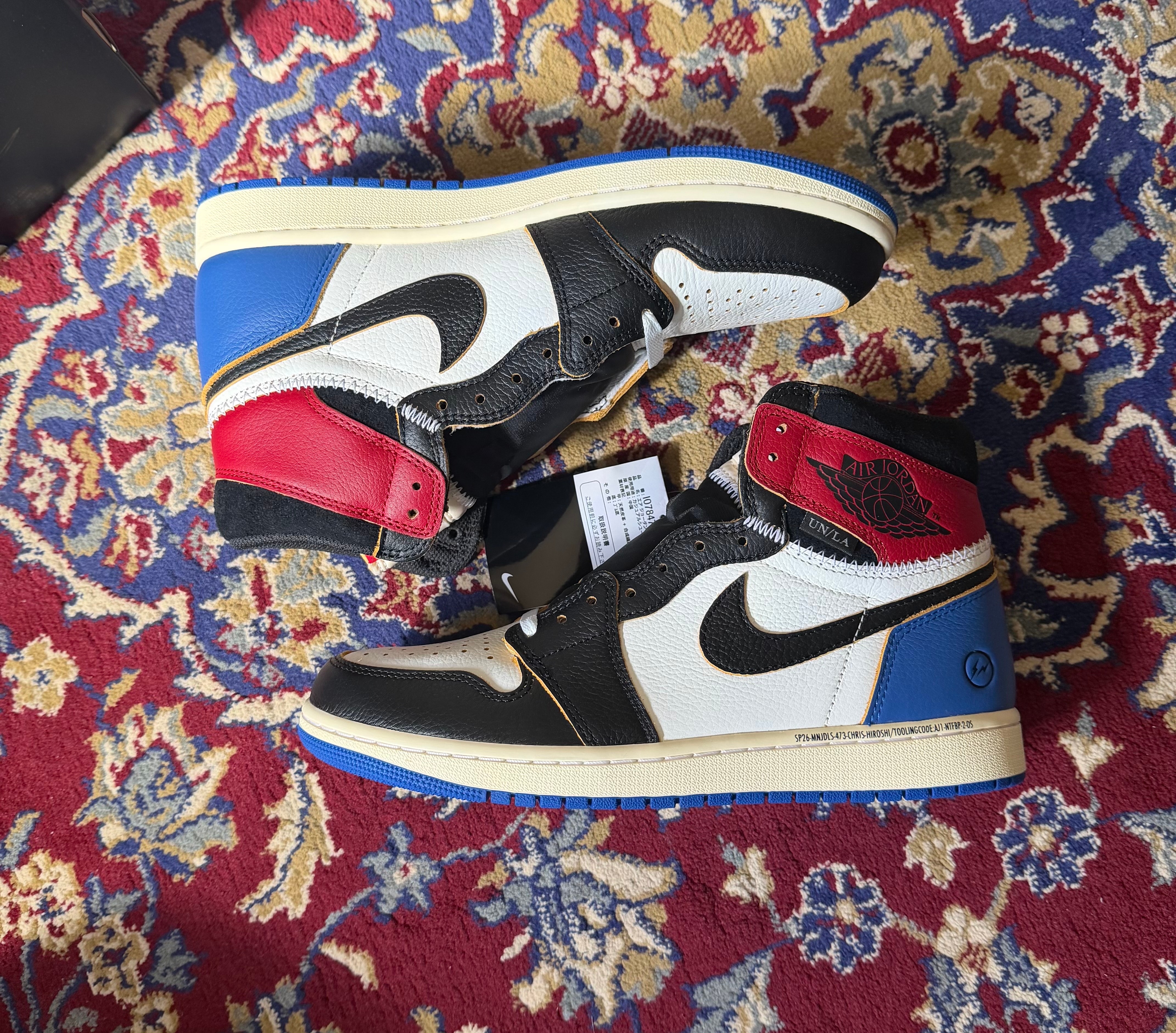 fragment design × UNION × Nike Air Jordan 1 High OG "Black/Varsity Red"