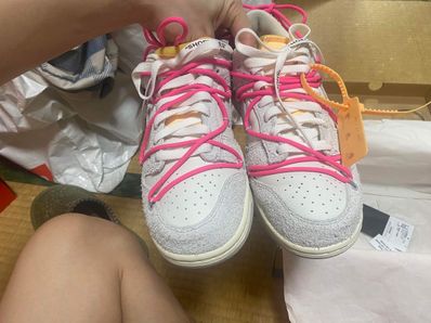 Off-White × Nike Dunk Low "Sail/Neutral Gray/Hyper Pink"