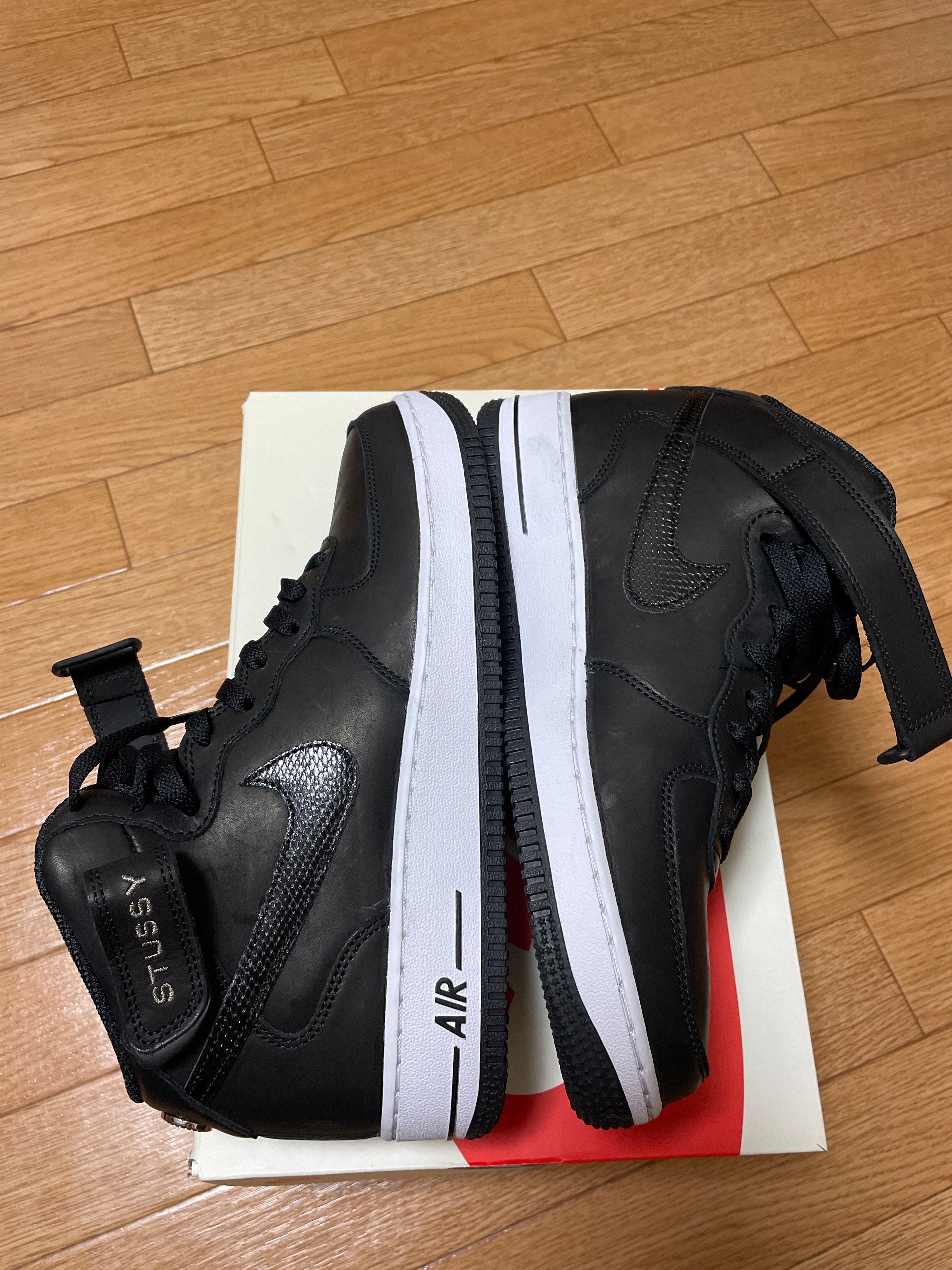 Stussy × Nike Air Force 1 Mid "Black/Black"