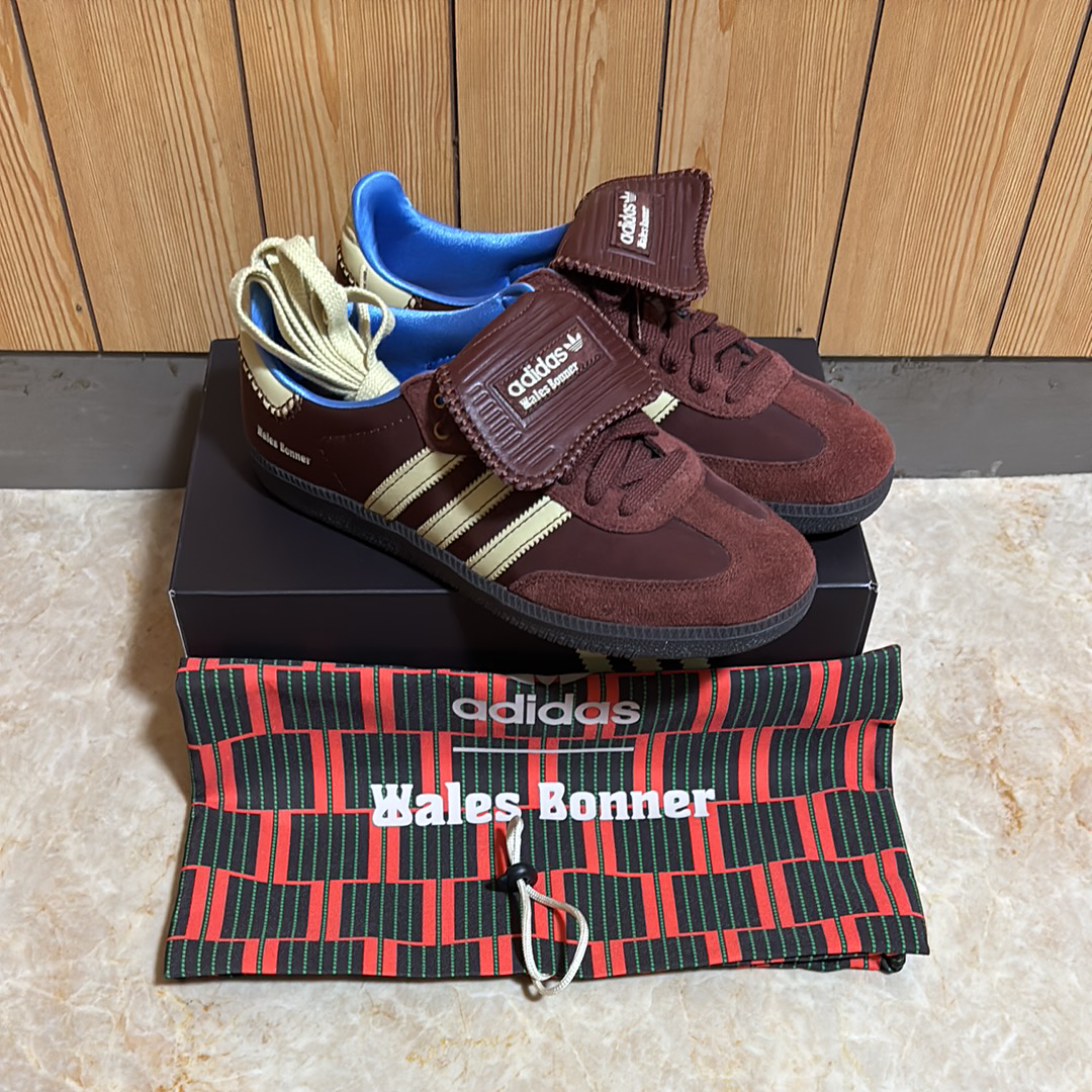 Wales Bonner × adidas Samba Nylon Low "Fox Brown/Sandy Beige/Lucky Blue"