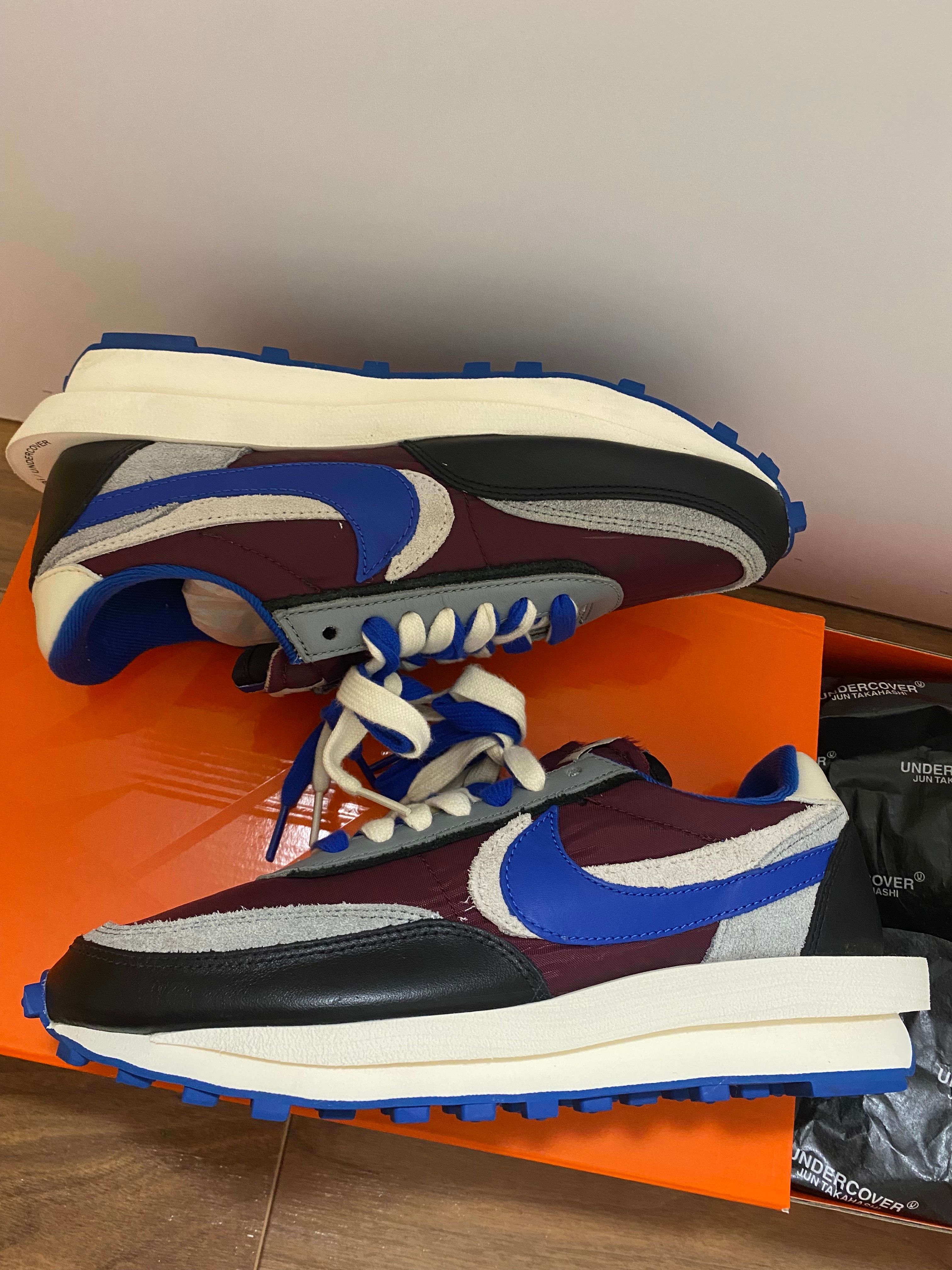 UNDERCOVER × sacai × Nike LD Waffle "Night Maroon/Pale Ivory-Ground Grey-Team Royal"
