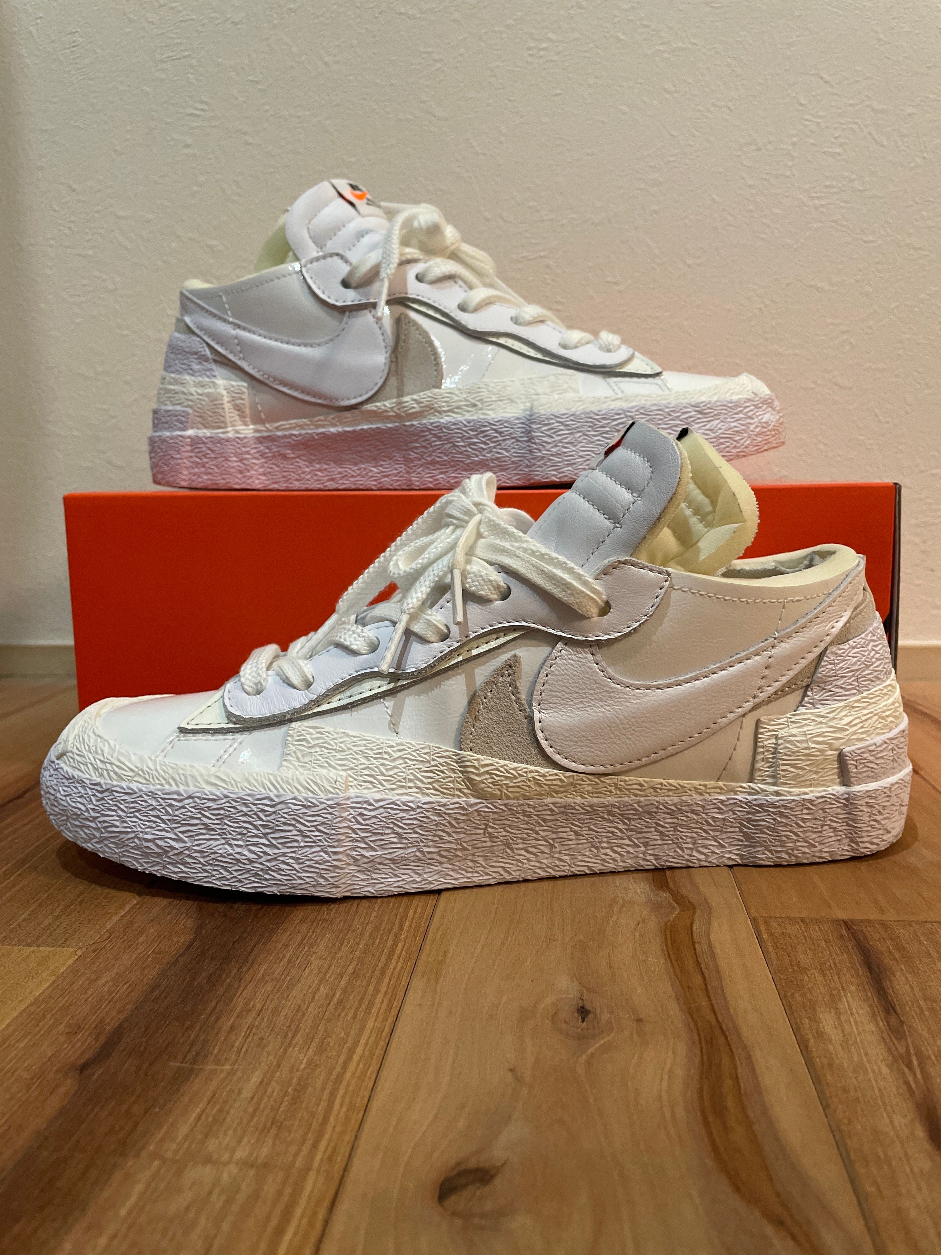 sacai × Nike Blazer Low "White Patent Leather"