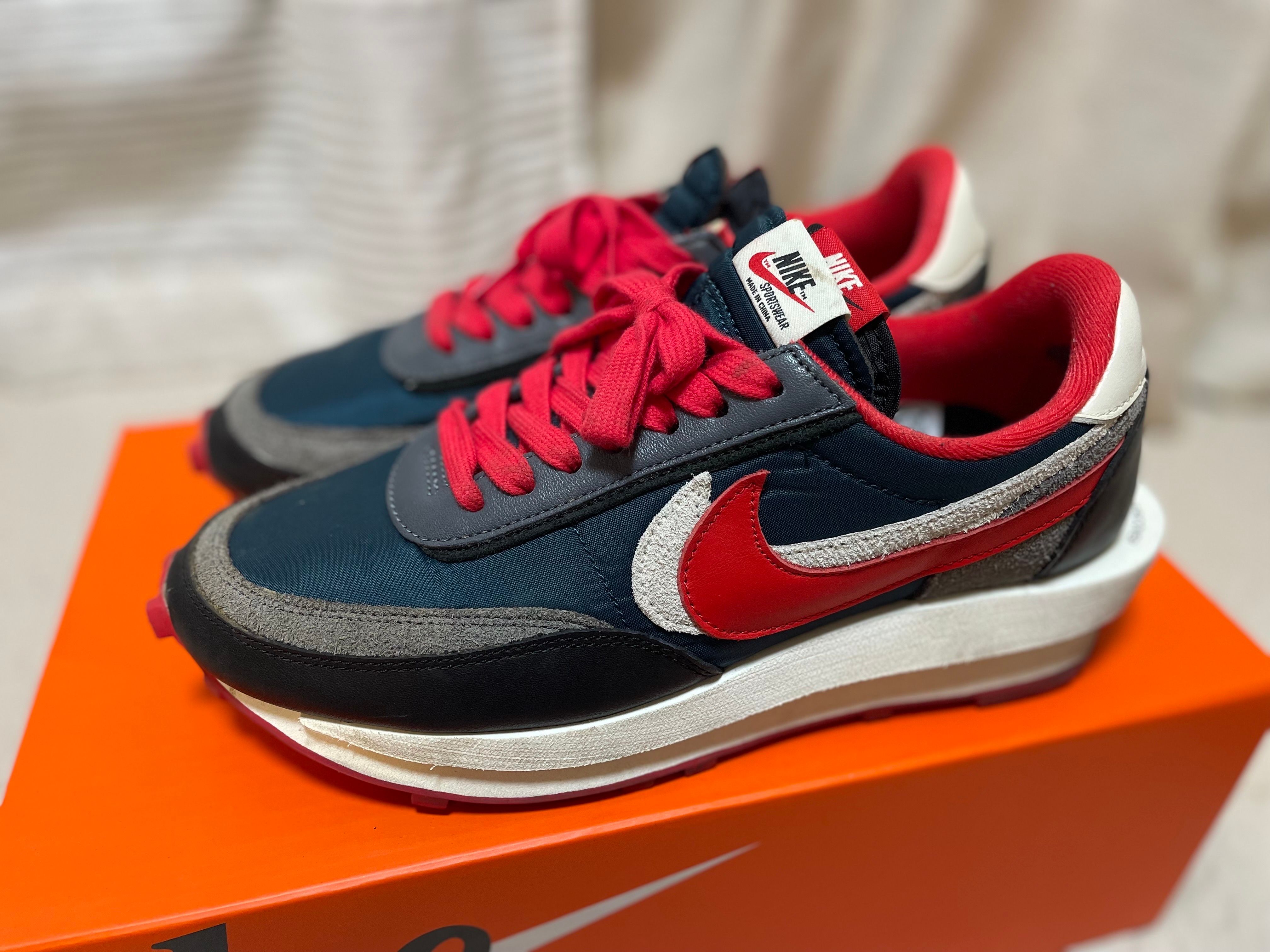 UNDERCOVER × sacai × Nike LD Waffle "Midnight Spruce/Pale Ivory-Dark Grey-University Red"