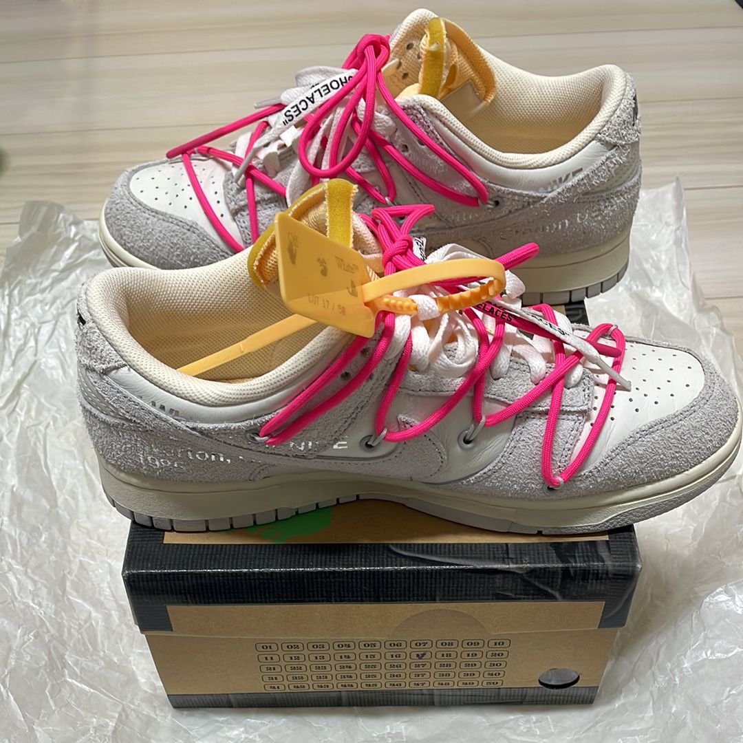 Off-White × Nike Dunk Low "Sail/Neutral Gray/Hyper Pink"