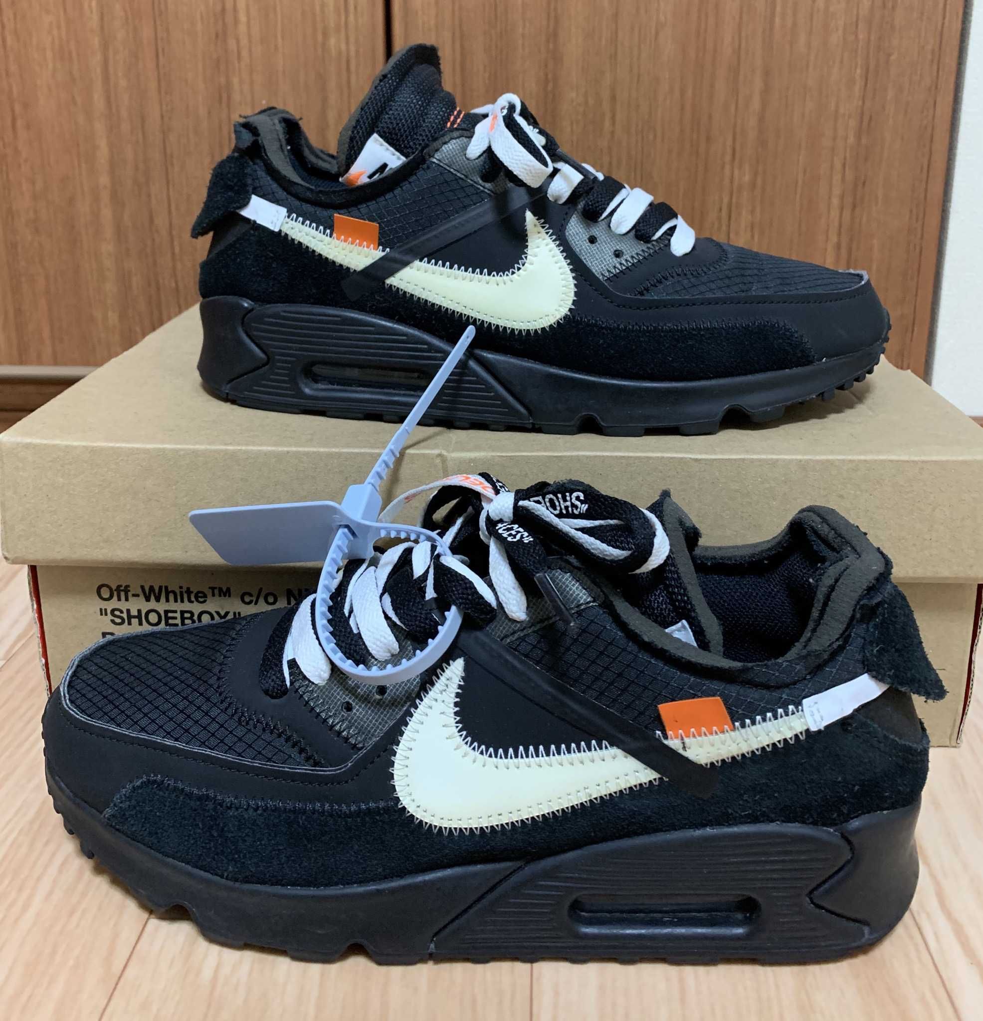 Off-White × Nike Air Max 90 "Black/Black-Cone-White"