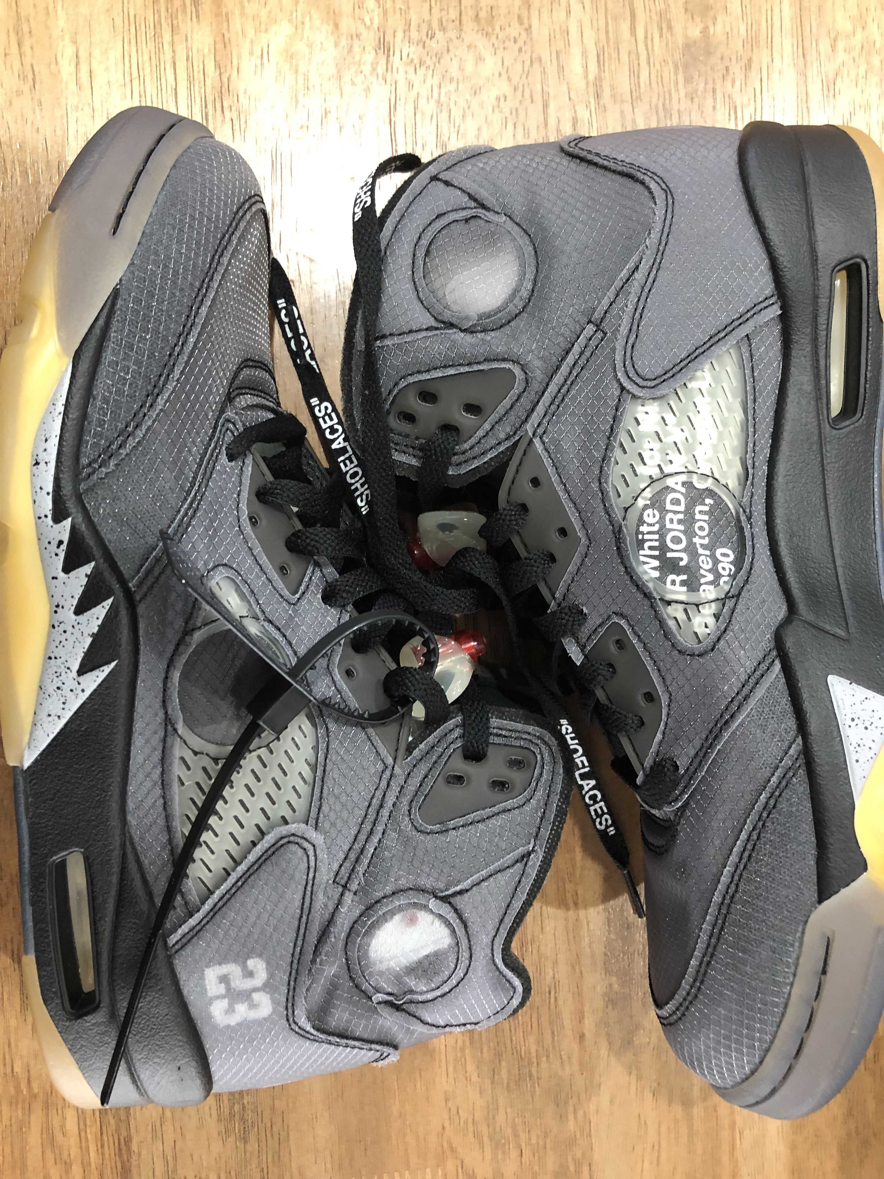 Off-White × Nike Air Jordan 5 "Black/Muslin/Fire Red"