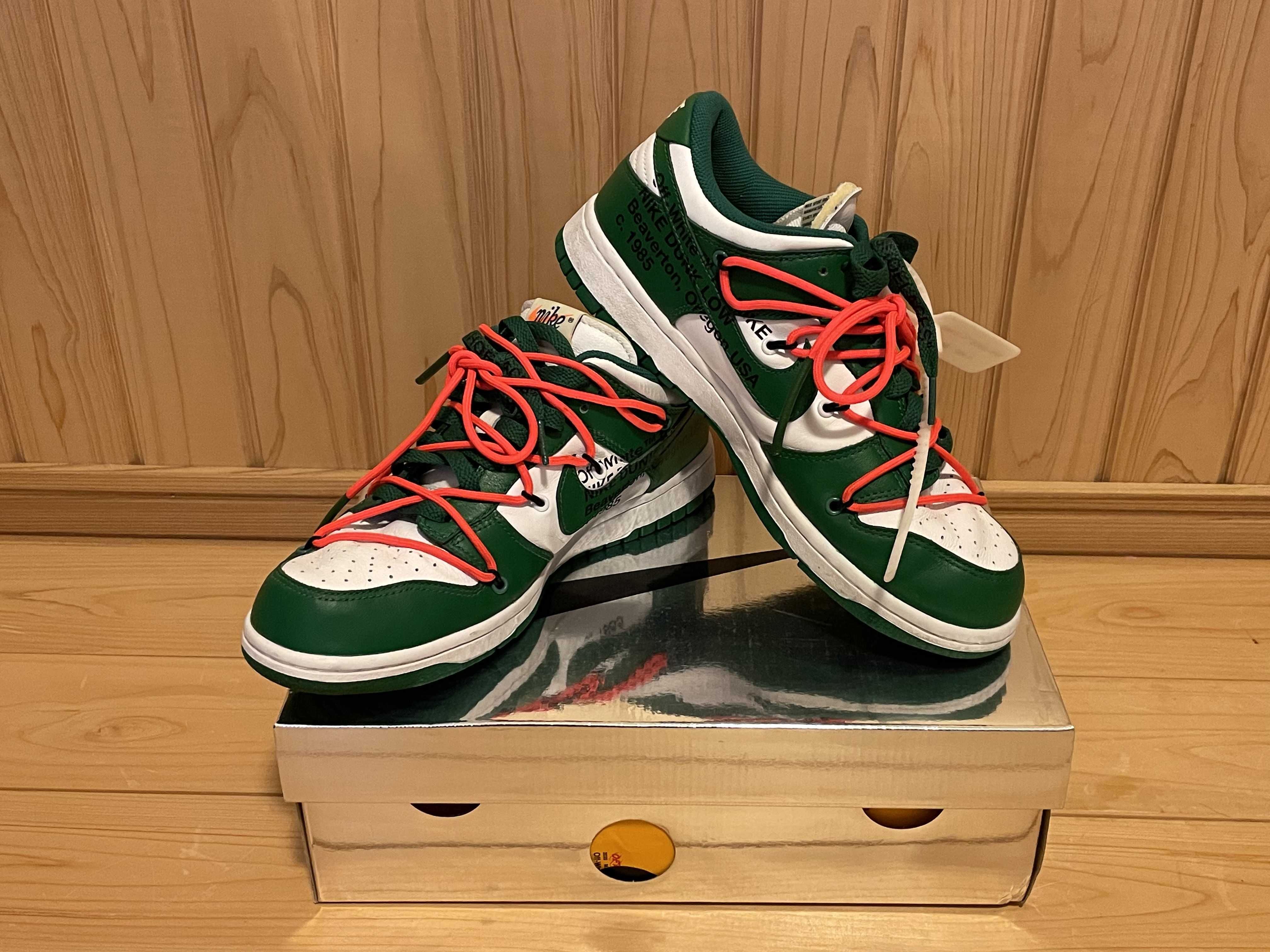 Off-White × Nike Dunk Low "White/Pine Green"