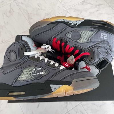 Off-White × Nike Air Jordan 5 "Black/Muslin/Fire Red"