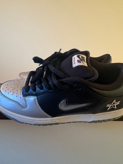Supreme × Nike Dunk Low "Metallic Silver/Black"