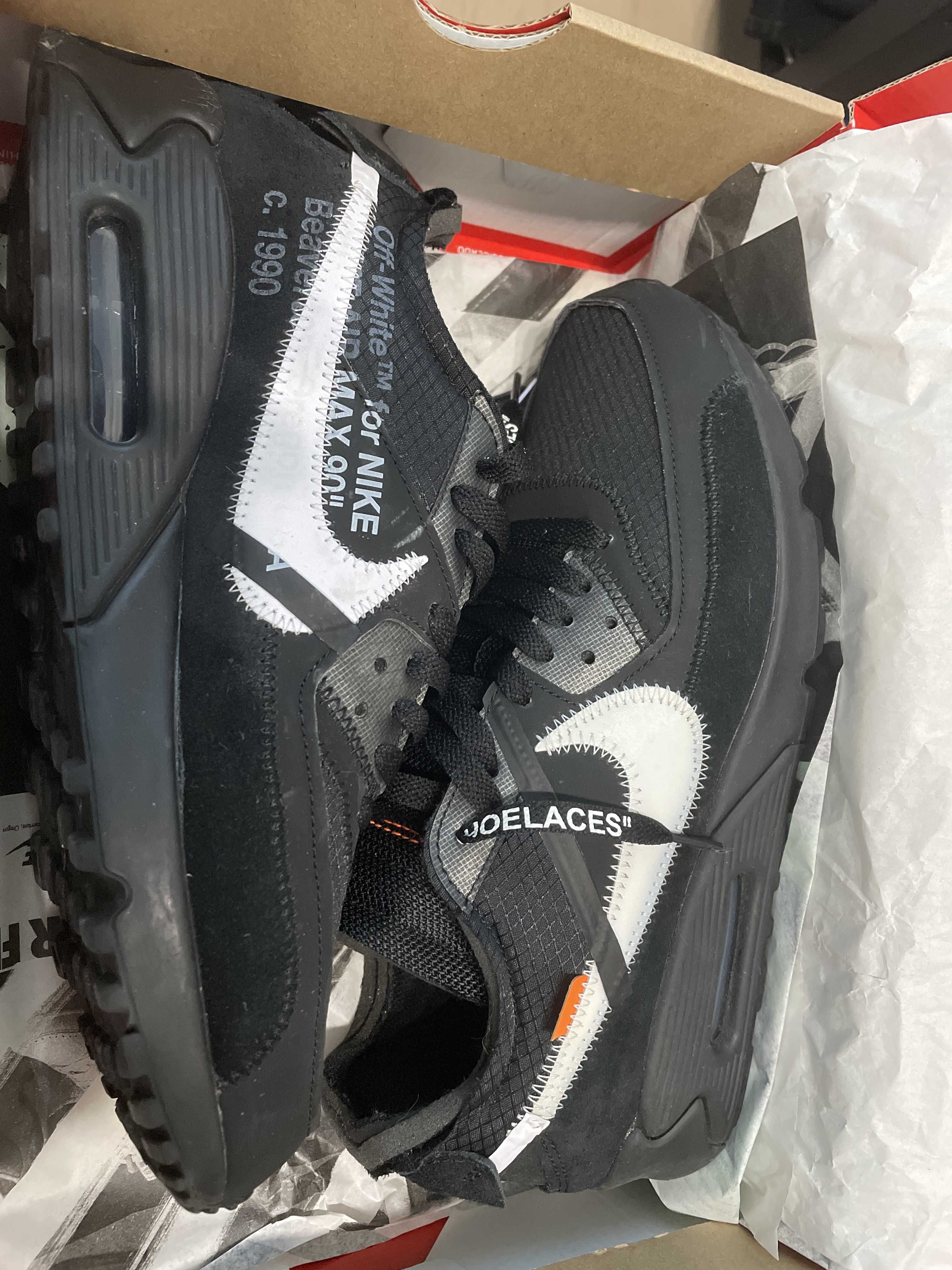 Off-White × Nike Air Max 90 "Black/Black-Cone-White"