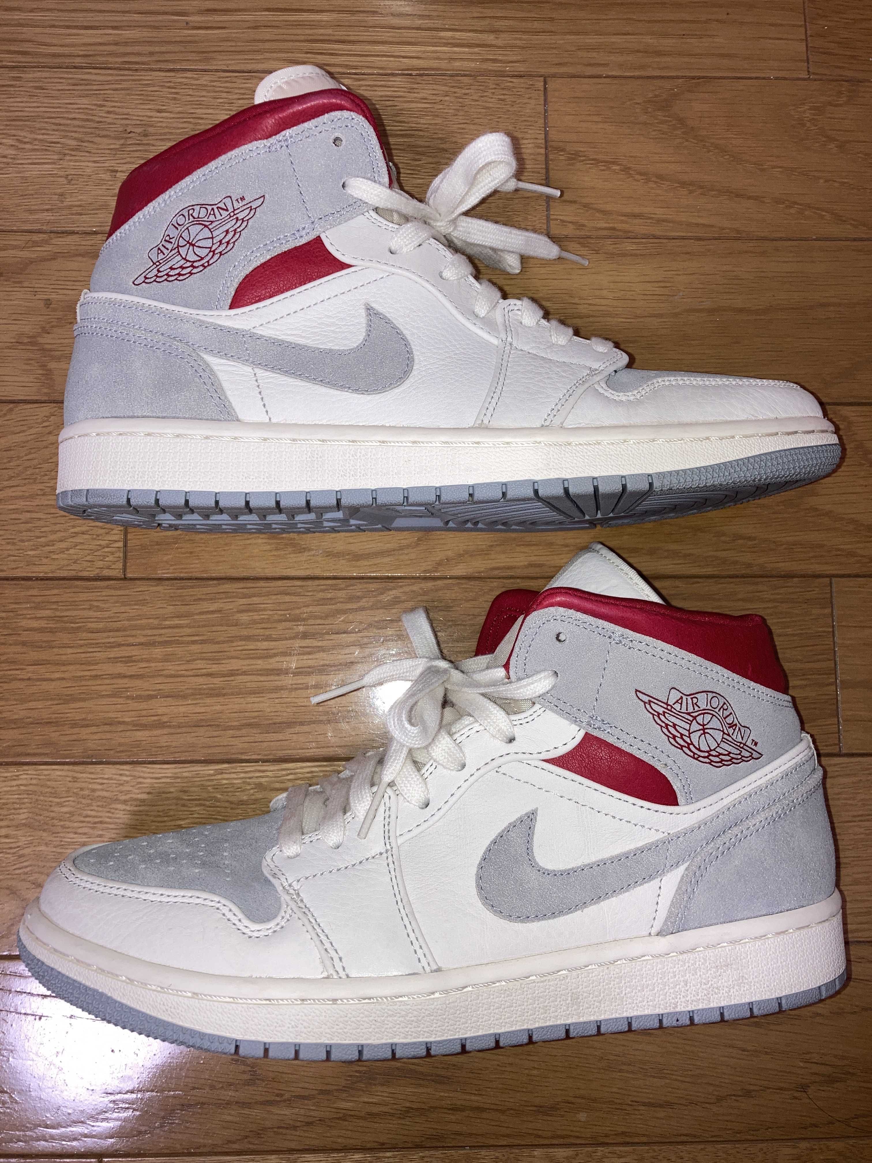 SNS×NIKE AIR JORDAN 1 MID "GREY/RED"