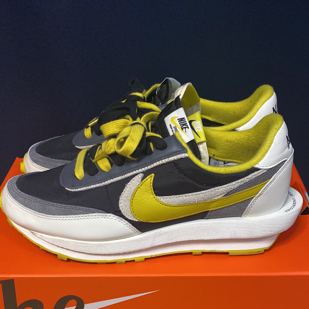 UNDERCOVER × sacai × Nike LD Waffle "Black/Sail-Dark Grey-Bright Citron"