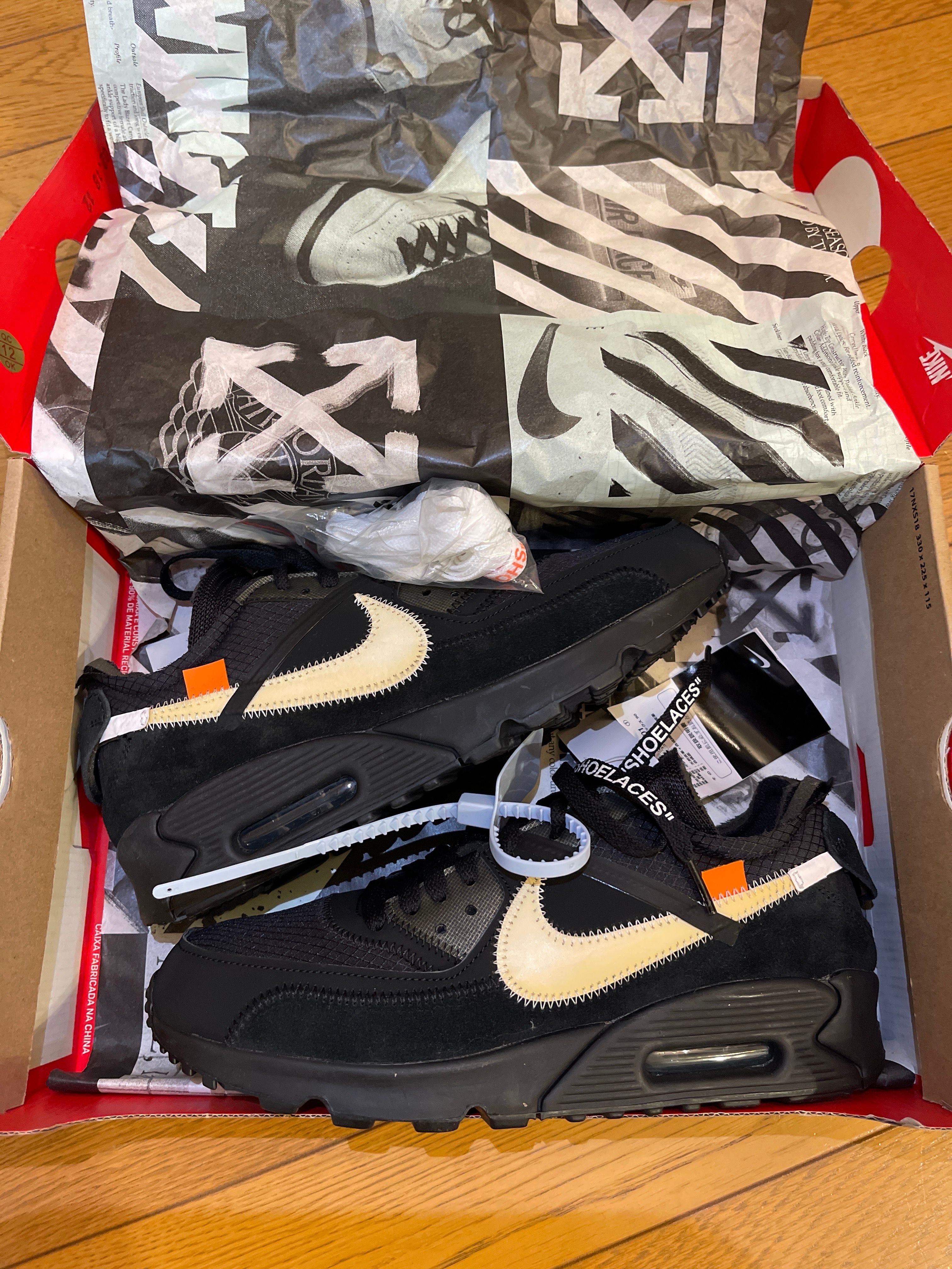 Off-White × Nike Air Max 90 "Black/Black-Cone-White"