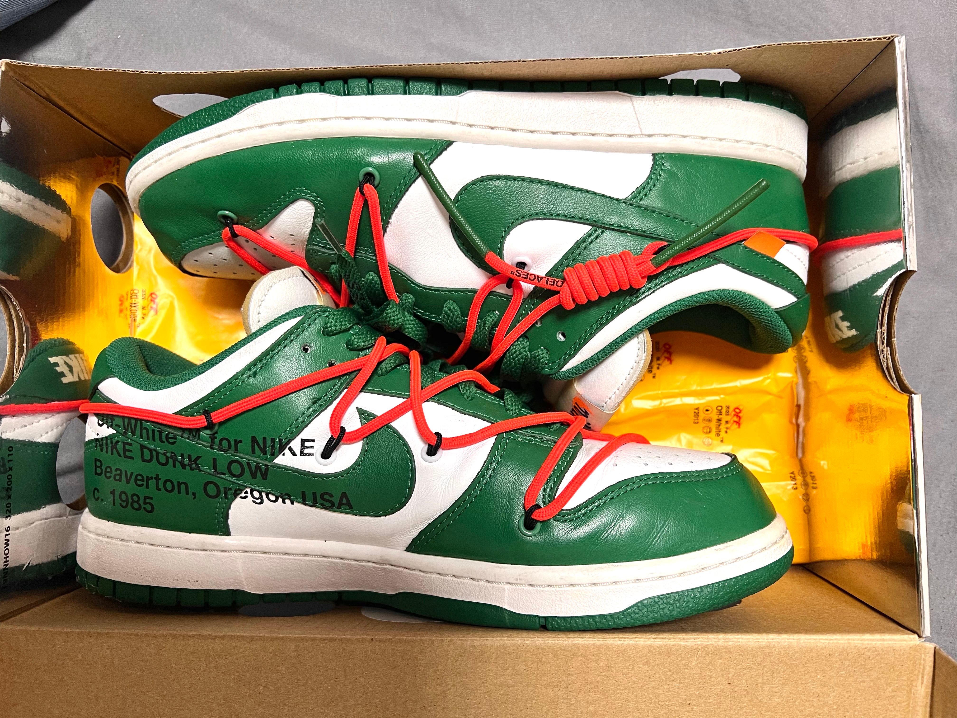 Off-White × Nike Dunk Low "White/Pine Green"