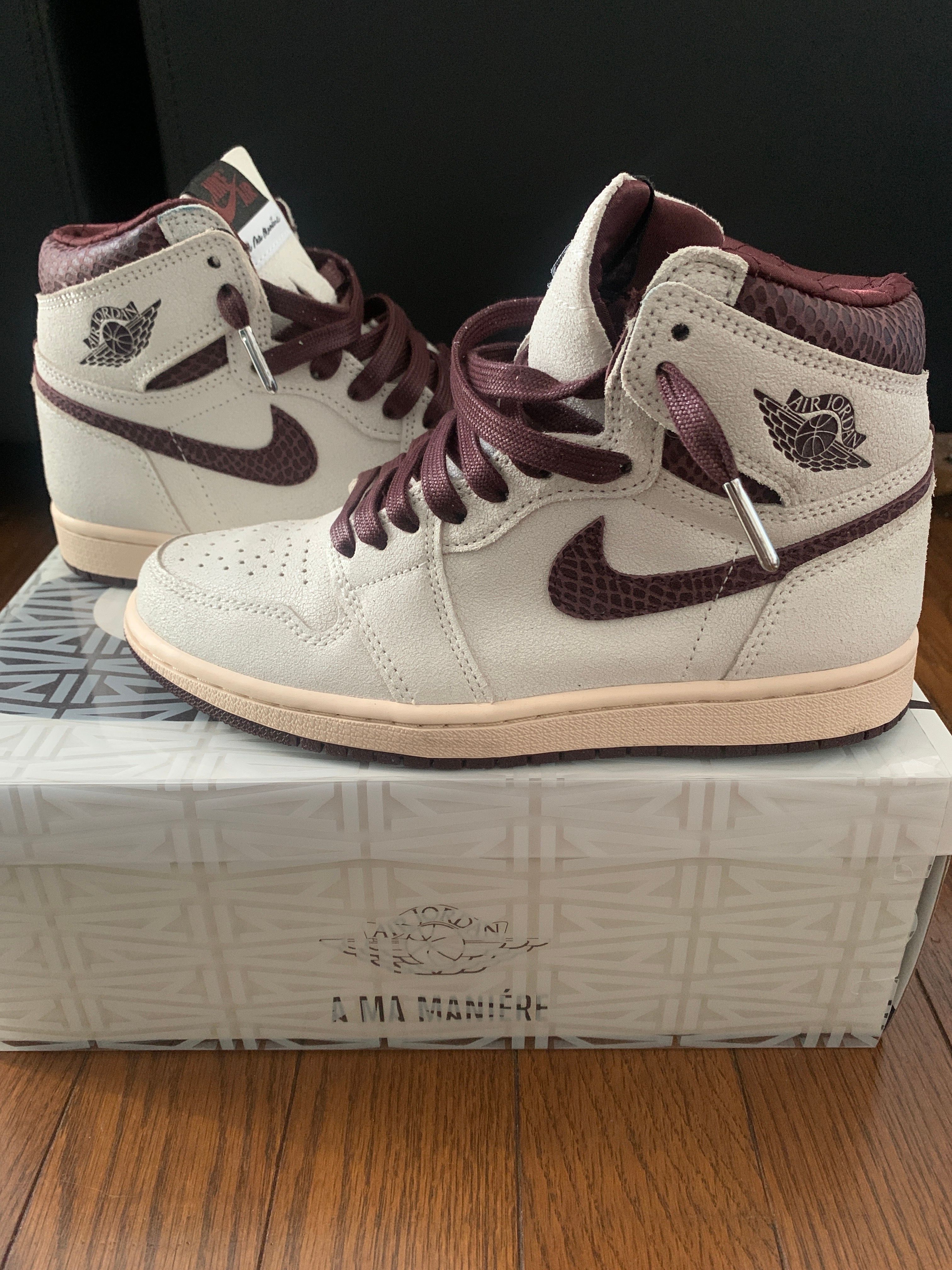 A Ma Maniere × Nike Air Jordan 1 Retro High OG "Sail and Burgundy"