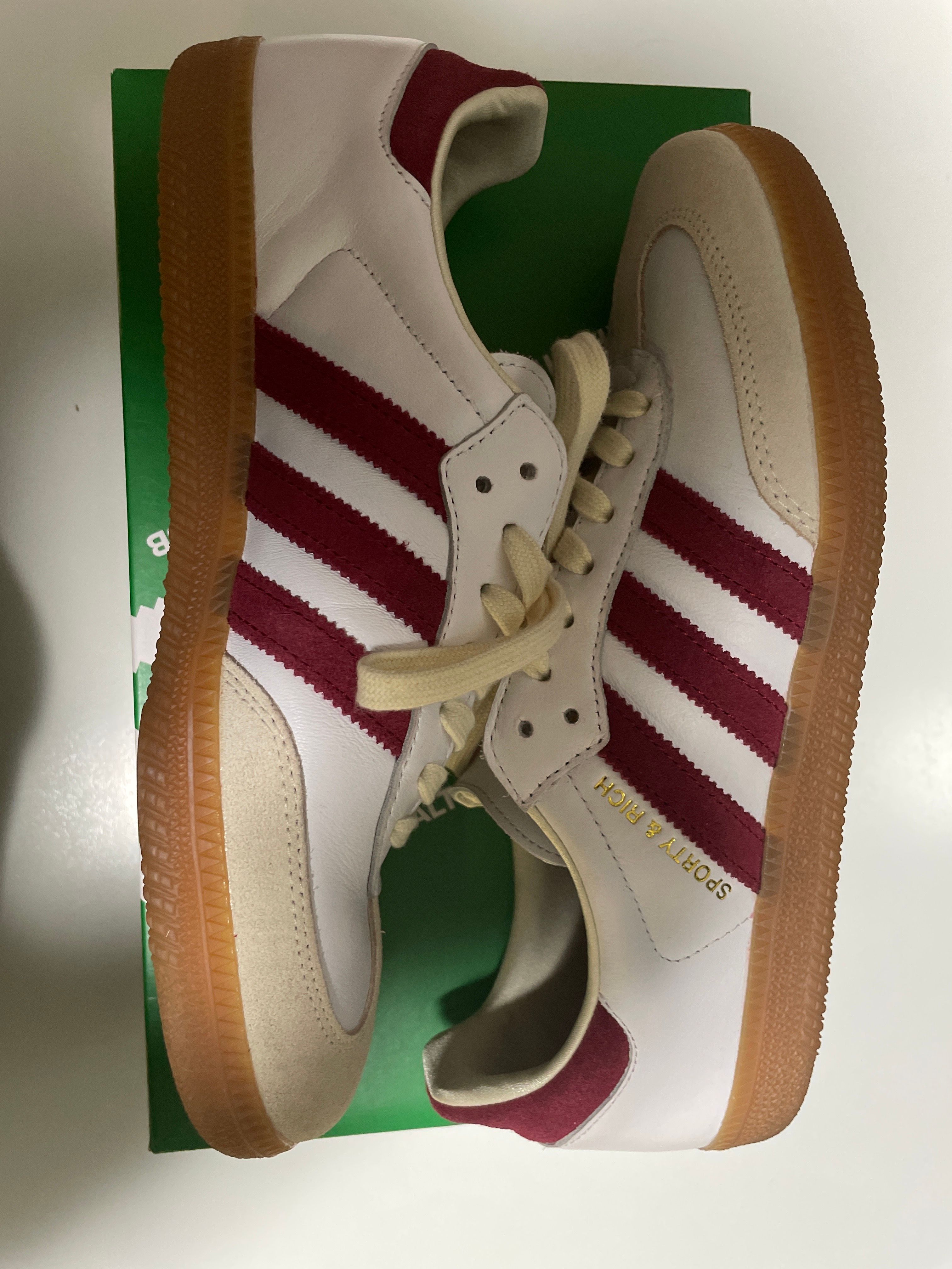 Sporty & Rich × adidas Samba OG "White/Burgundy"