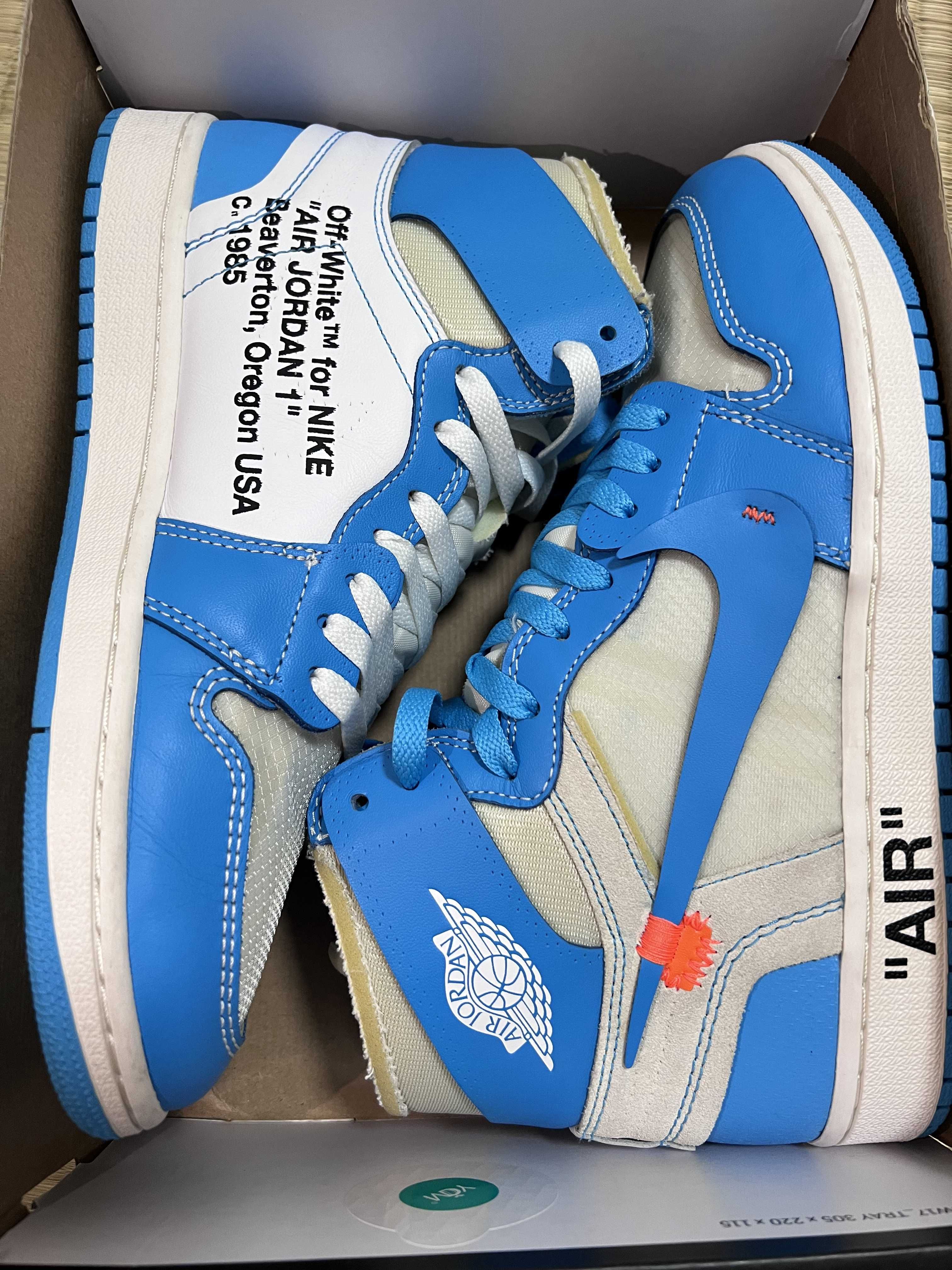 Off-White × Nike Air Jordan 1 High UNC "White/Dark Powder Blue"