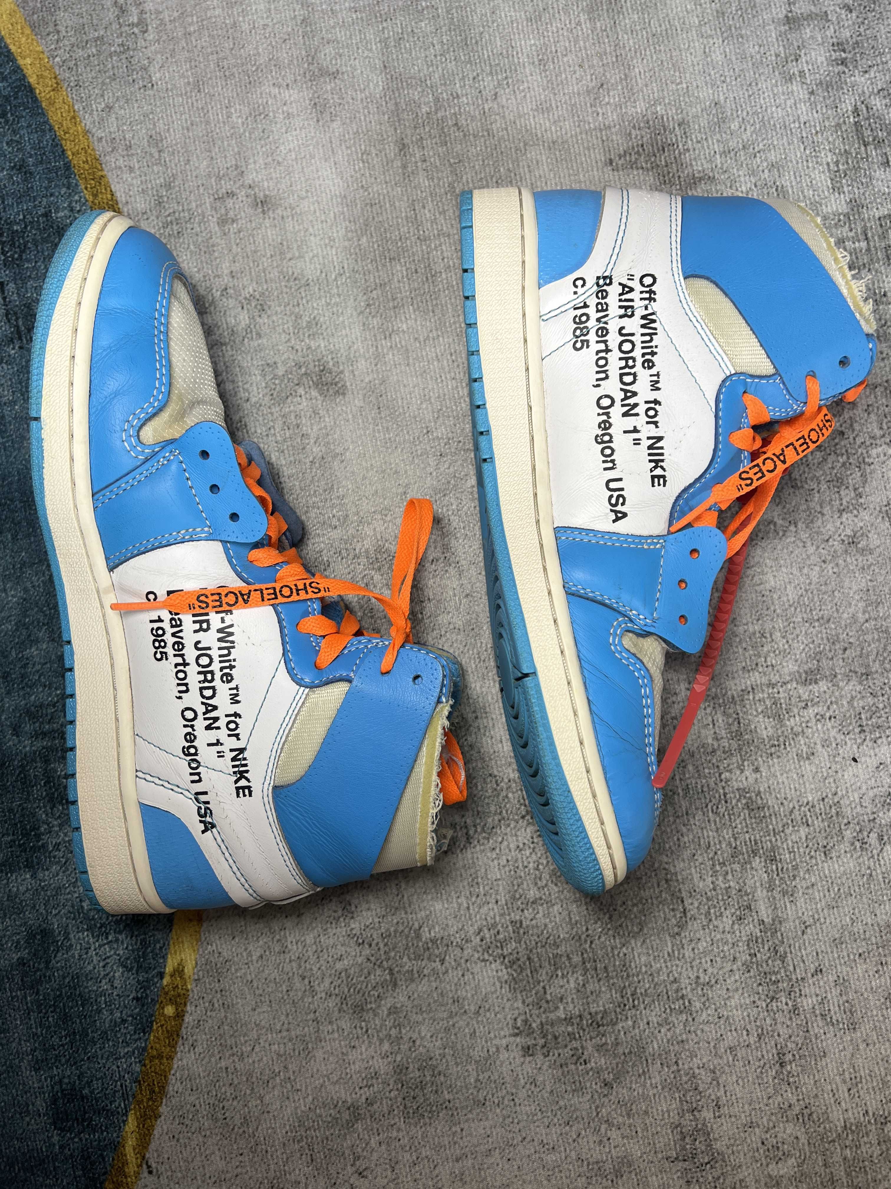 Off-White × Nike Air Jordan 1 High UNC "White/Dark Powder Blue"