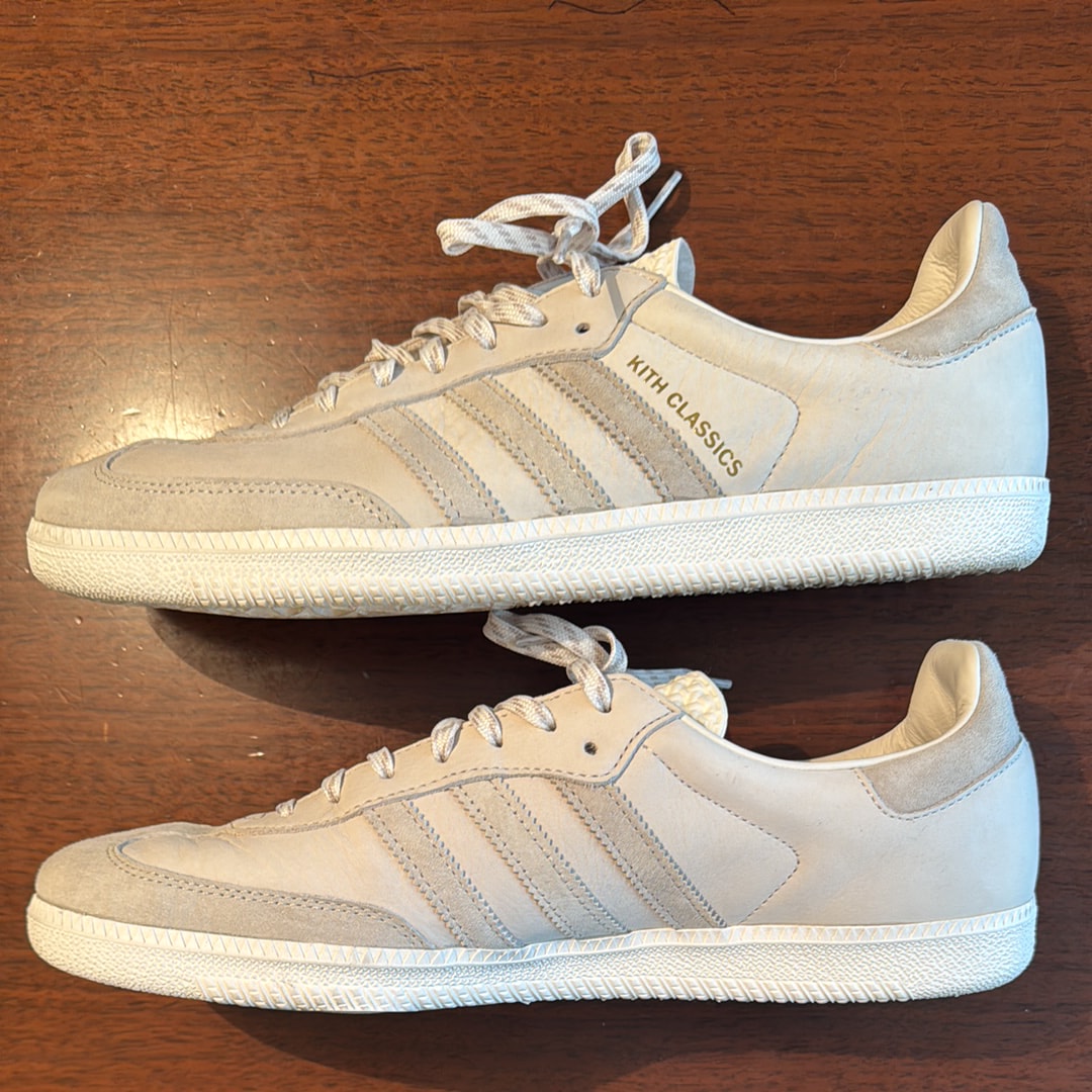 KITH Classics × adidas Samba "Cloud White/Off White/Orbit Grey"