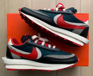 UNDERCOVER × sacai × Nike LD Waffle "Midnight Spruce/Pale Ivory-Dark Grey-University Red"