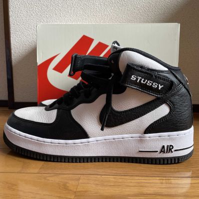 Stussy × Nike Air Force 1 Mid "Black and Light Bone"
