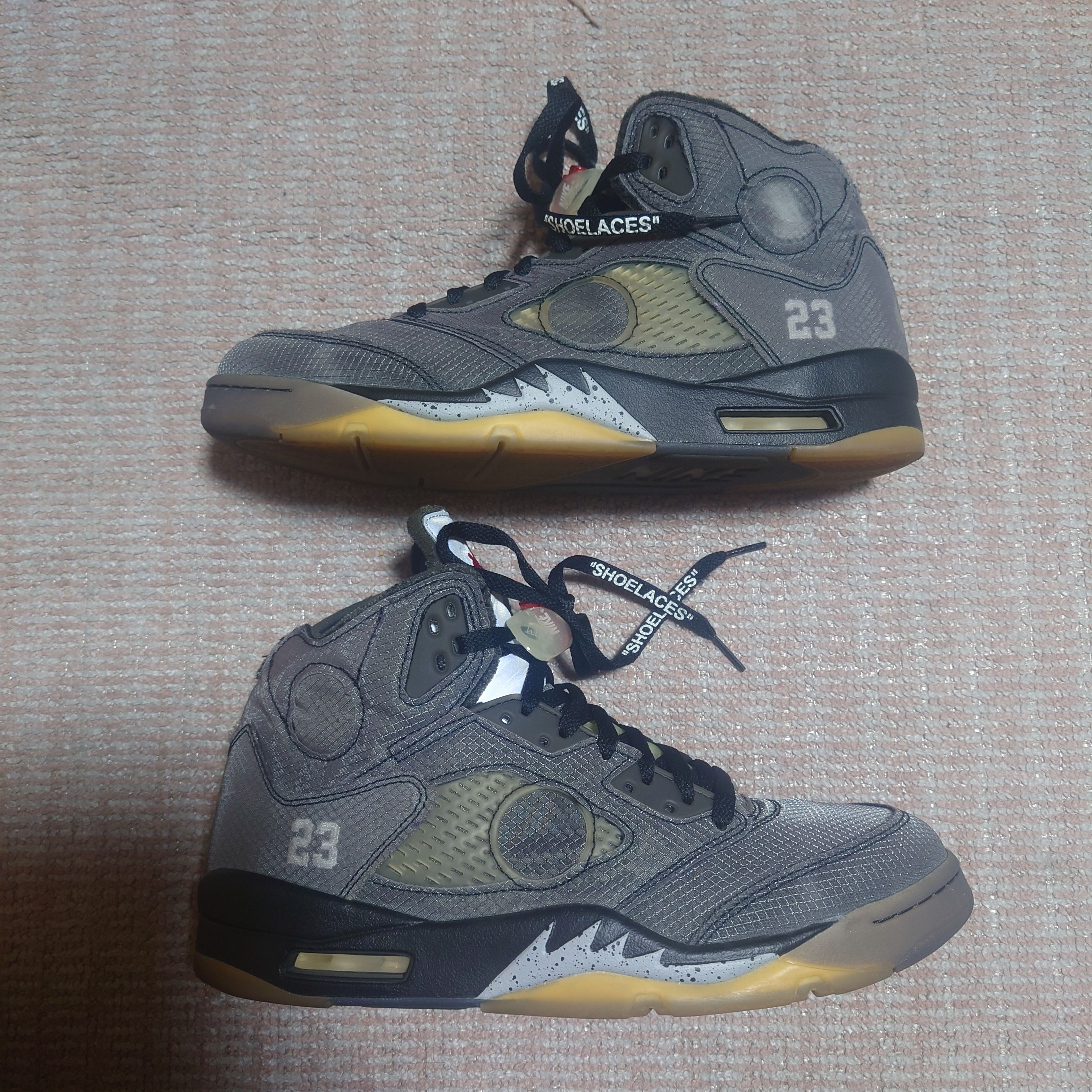 Off-White × Nike Air Jordan 5 "Black/Muslin/Fire Red"