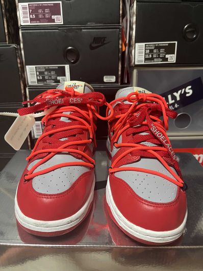 Off-White × Nike Dunk Low "University Red/Wolf Grey"