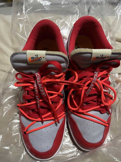 Off-White × Nike Dunk Low "University Red/Wolf Grey"