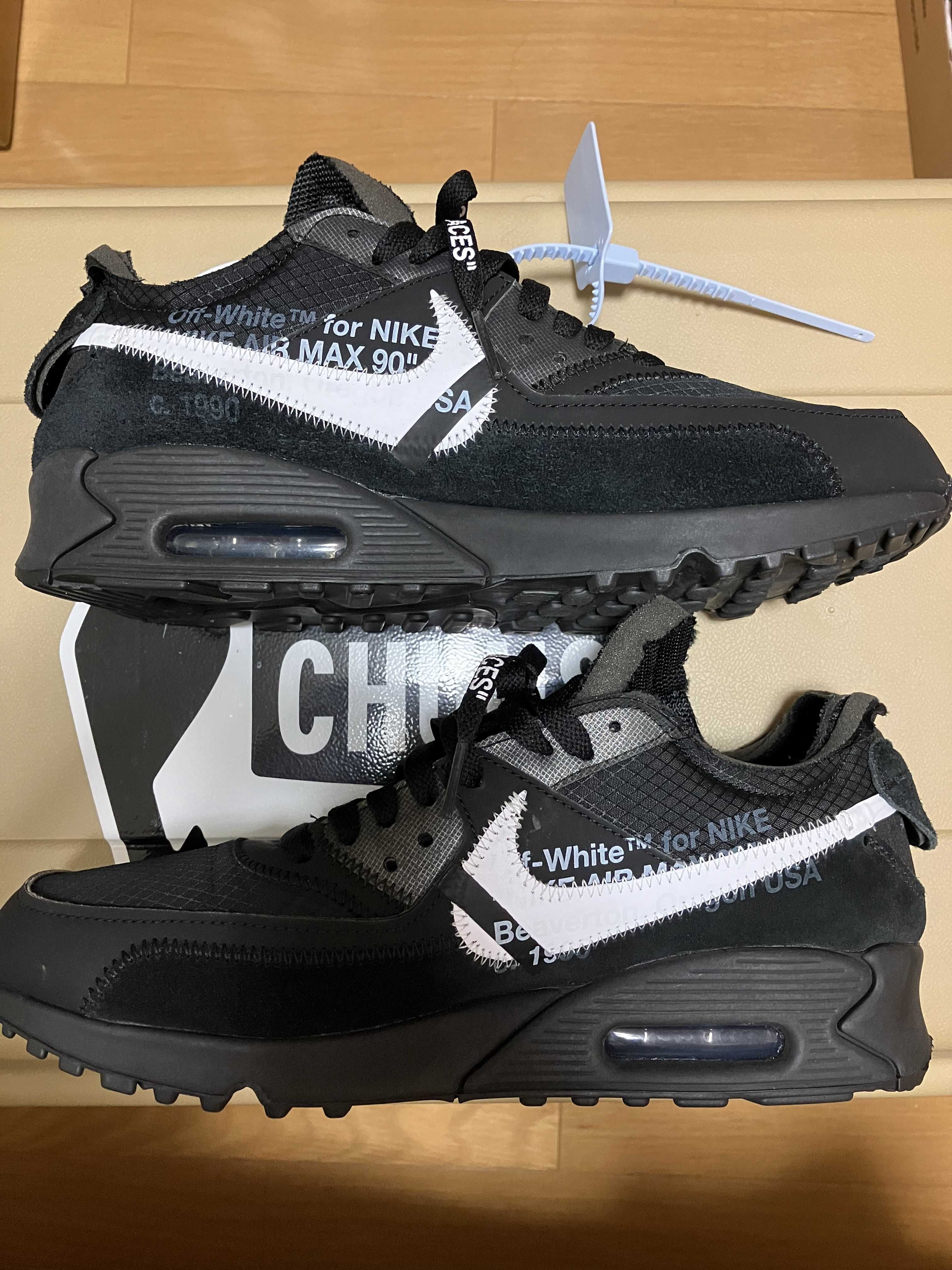 Off-White × Nike Air Max 90 "Black/Black-Cone-White"