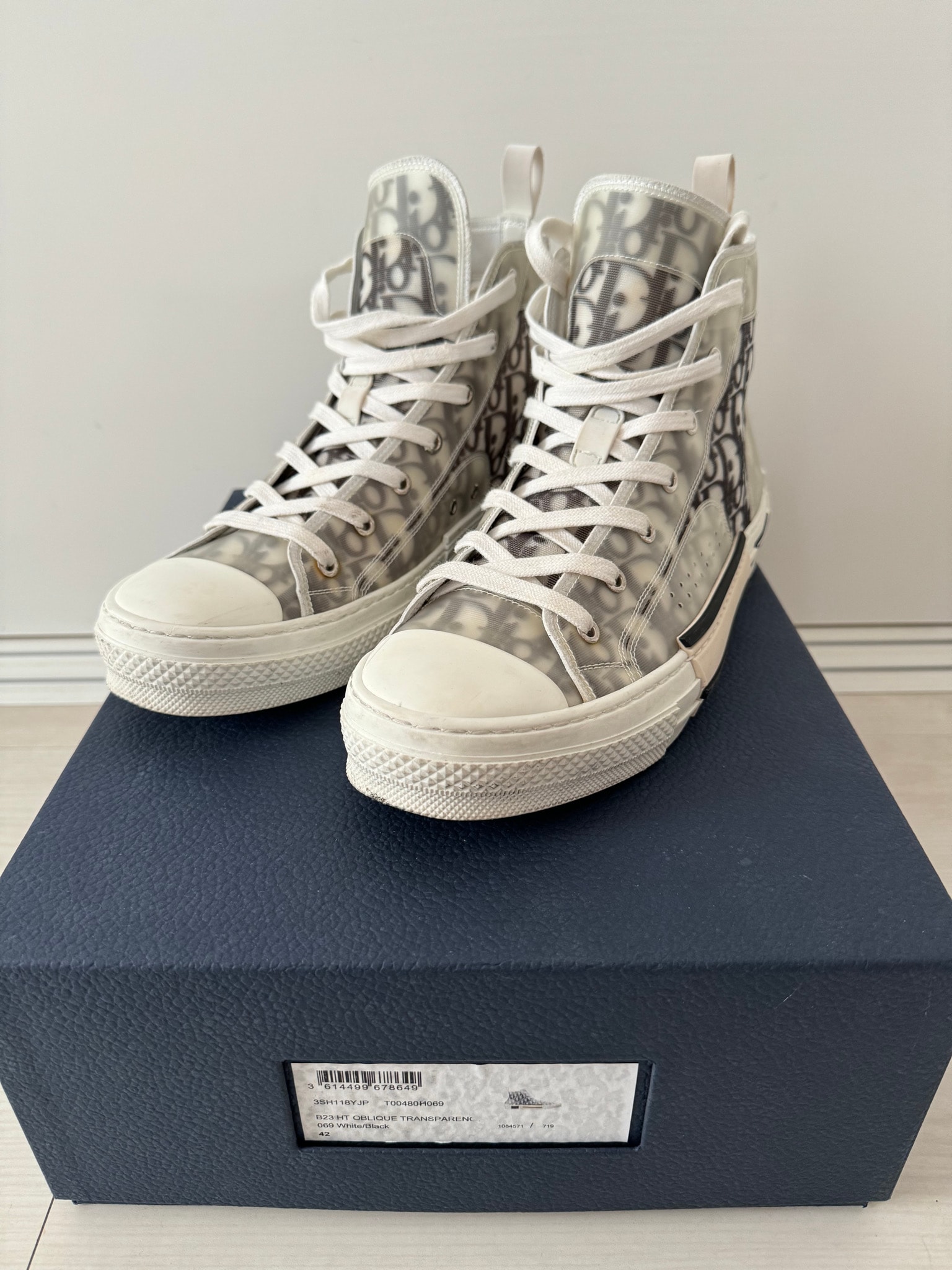 Dior B23 High Top Sneaker Dior Oblique Canvas "Clear"