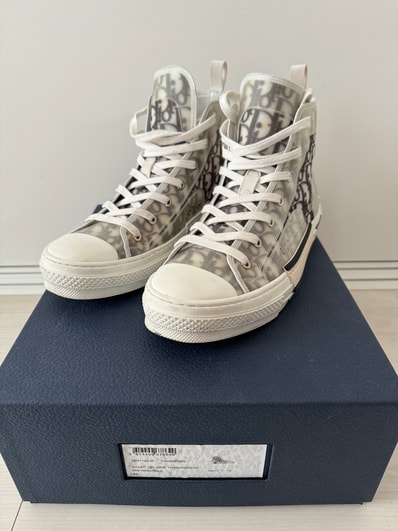 Dior B23 High Top Sneaker Dior Oblique Canvas "Clear"