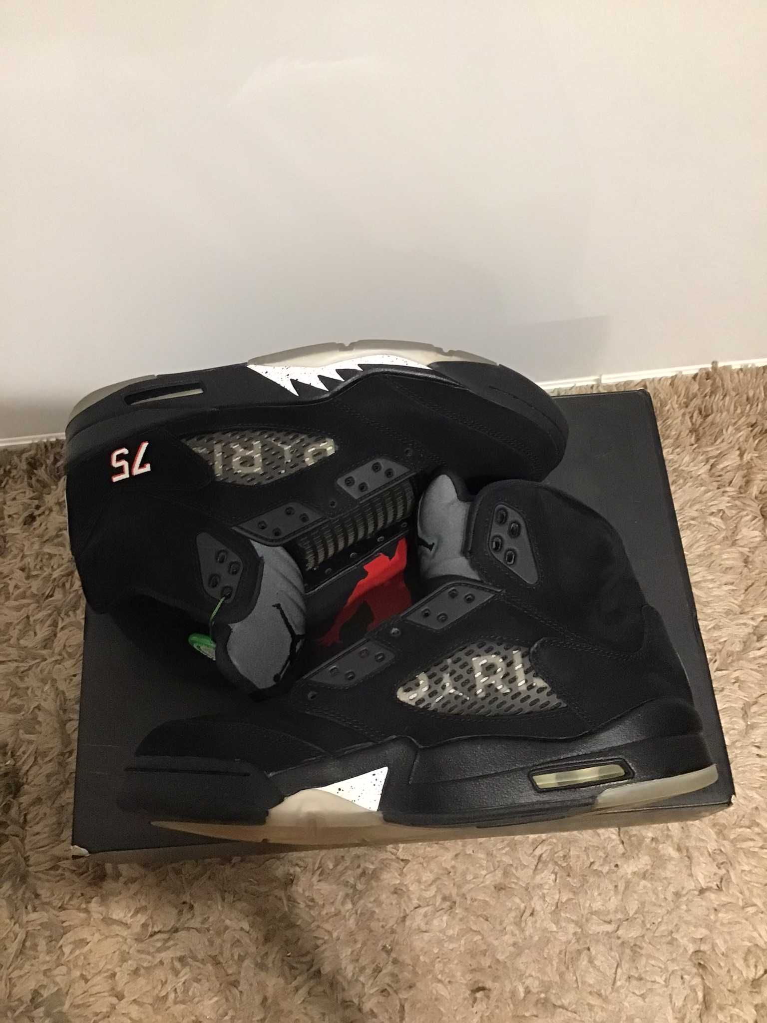NIKE AIR JORDAN 5 PARIS SAINT-GERMAIN BLACK/CEMENT GREY