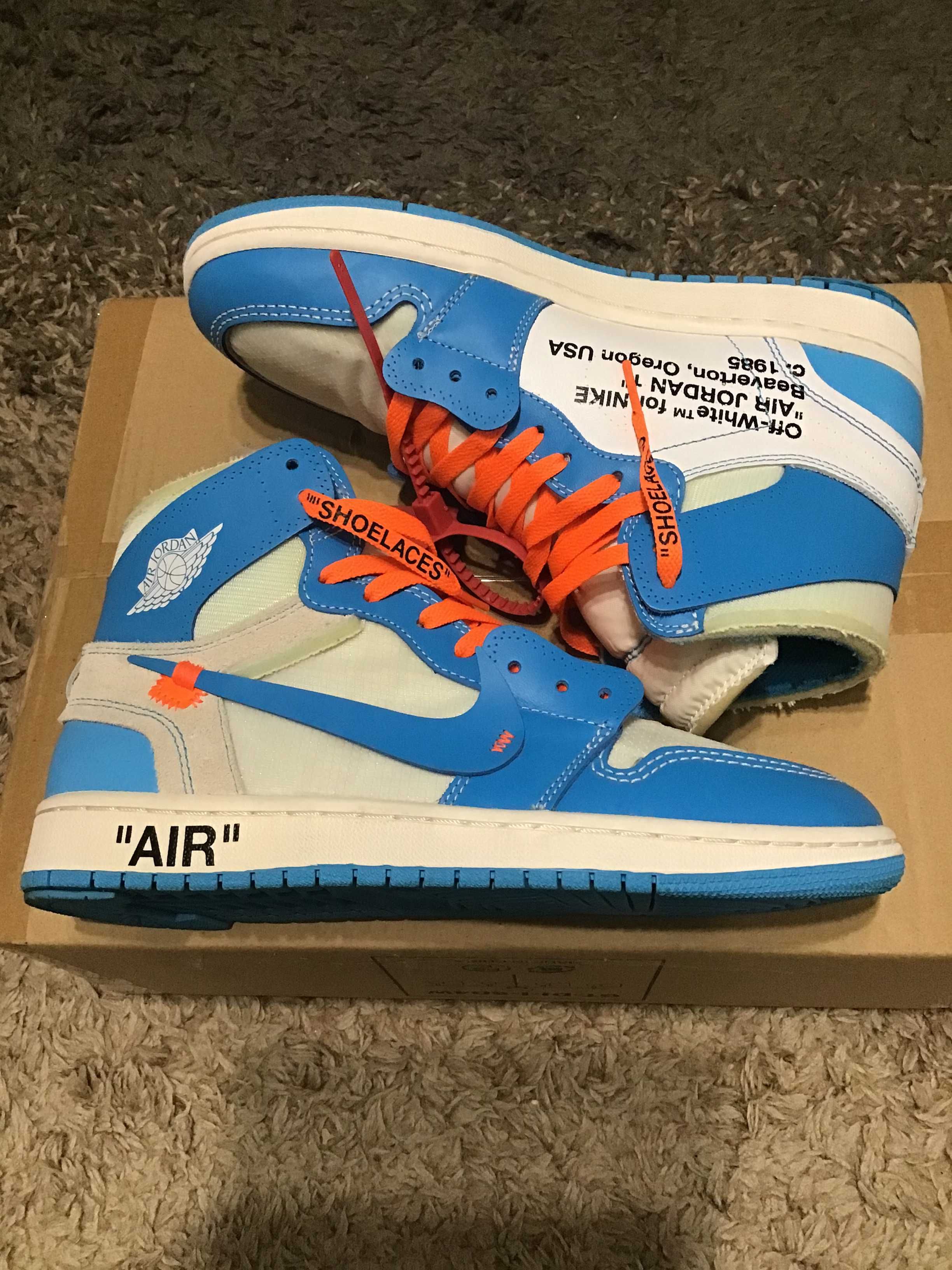 Off-White × Nike Air Jordan 1 High UNC "White/Dark Powder Blue"
