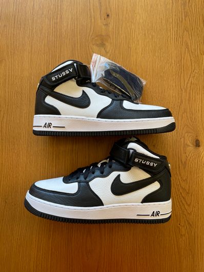 Stussy × Nike Air Force 1 Mid "Black and Light Bone"