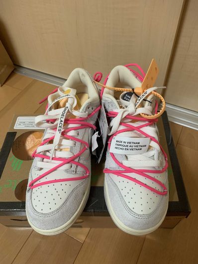 Off-White × Nike Dunk Low "Sail/Neutral Gray/Hyper Pink"