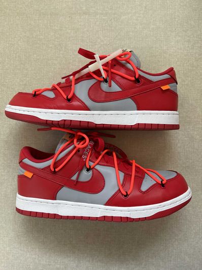 Off-White × Nike Dunk Low "University Red/Wolf Grey"