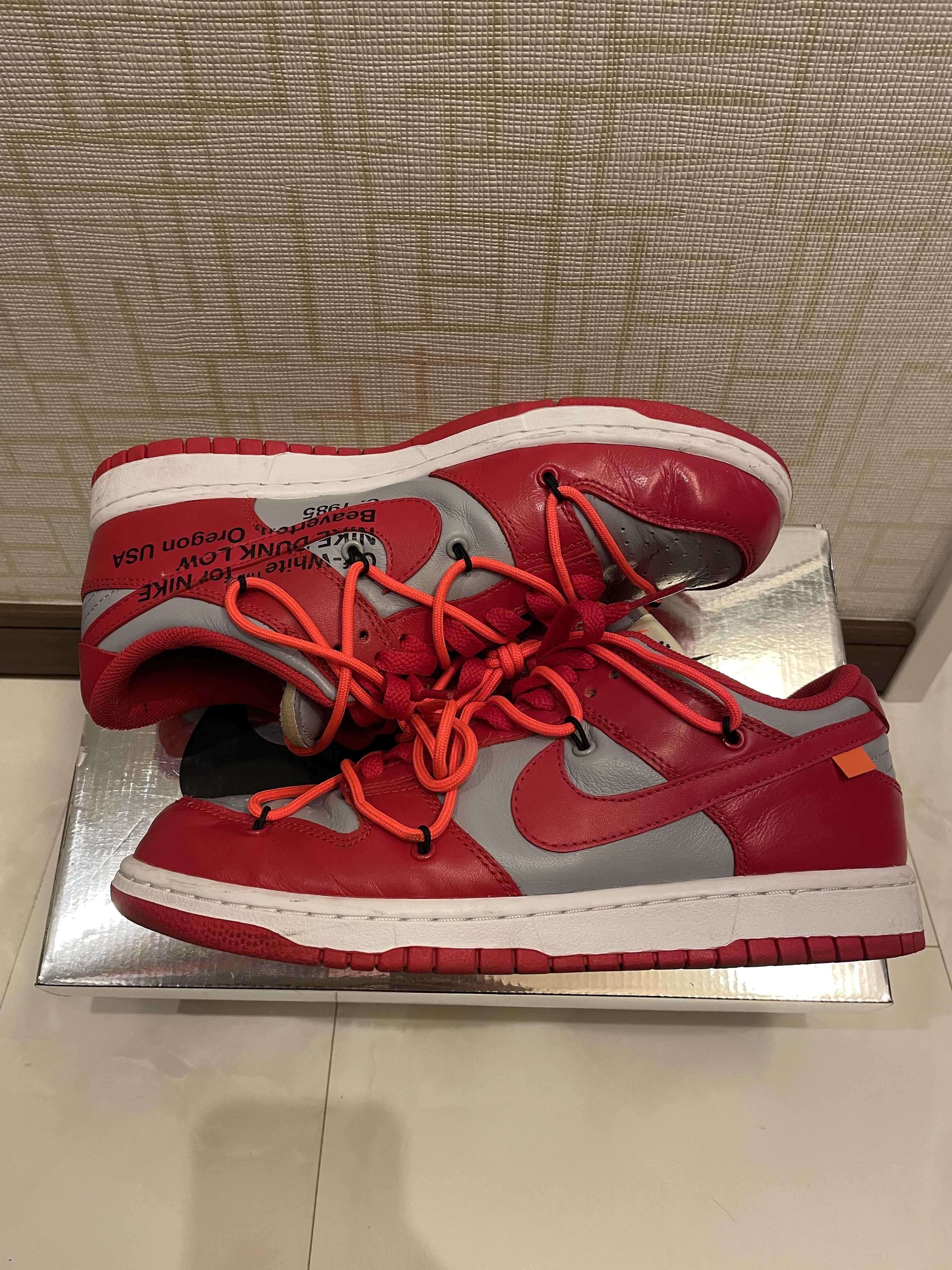 Off-White × Nike Dunk Low "University Red/Wolf Grey"