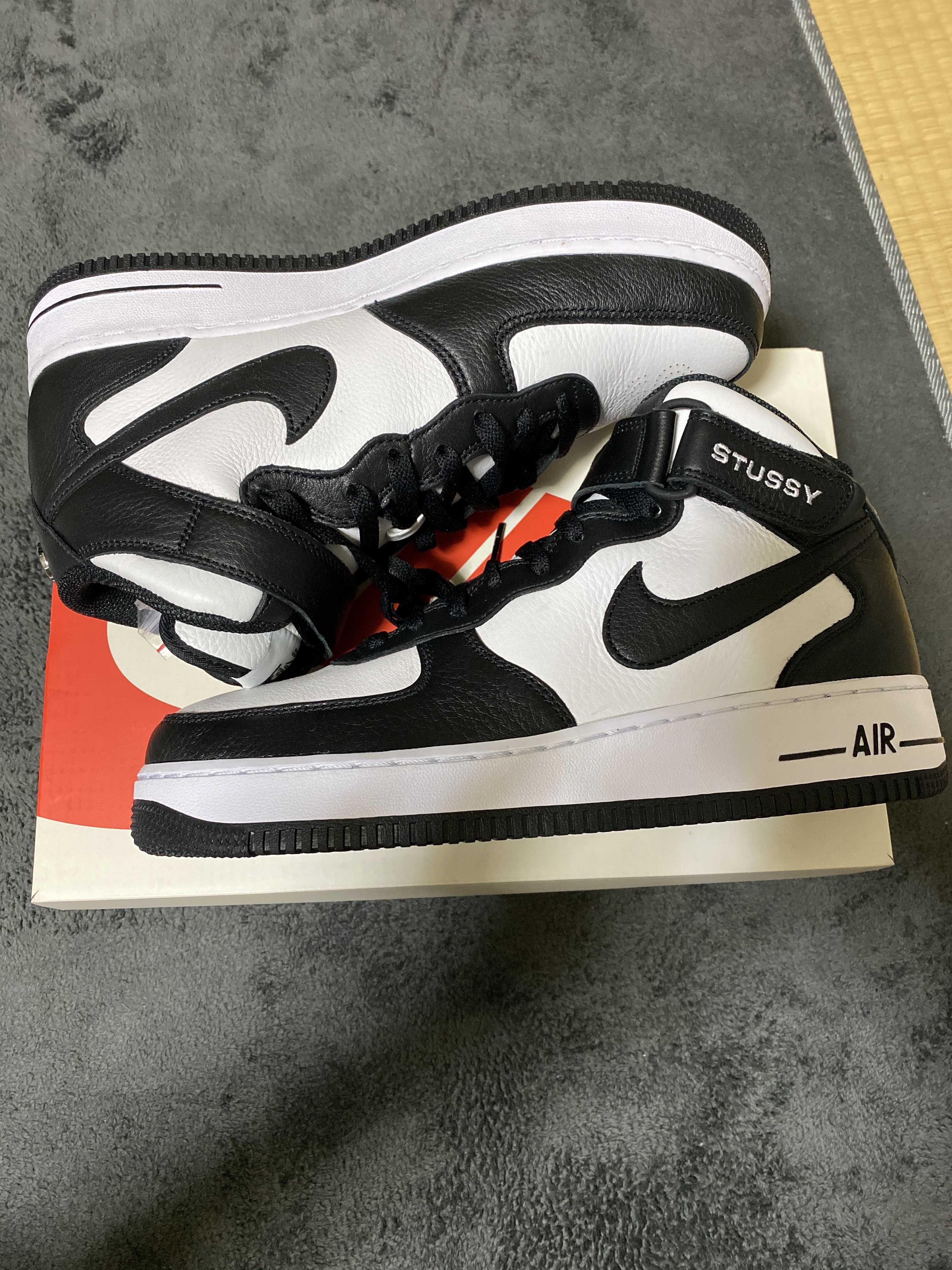 Stussy × Nike Air Force 1 Mid "Black and Light Bone"